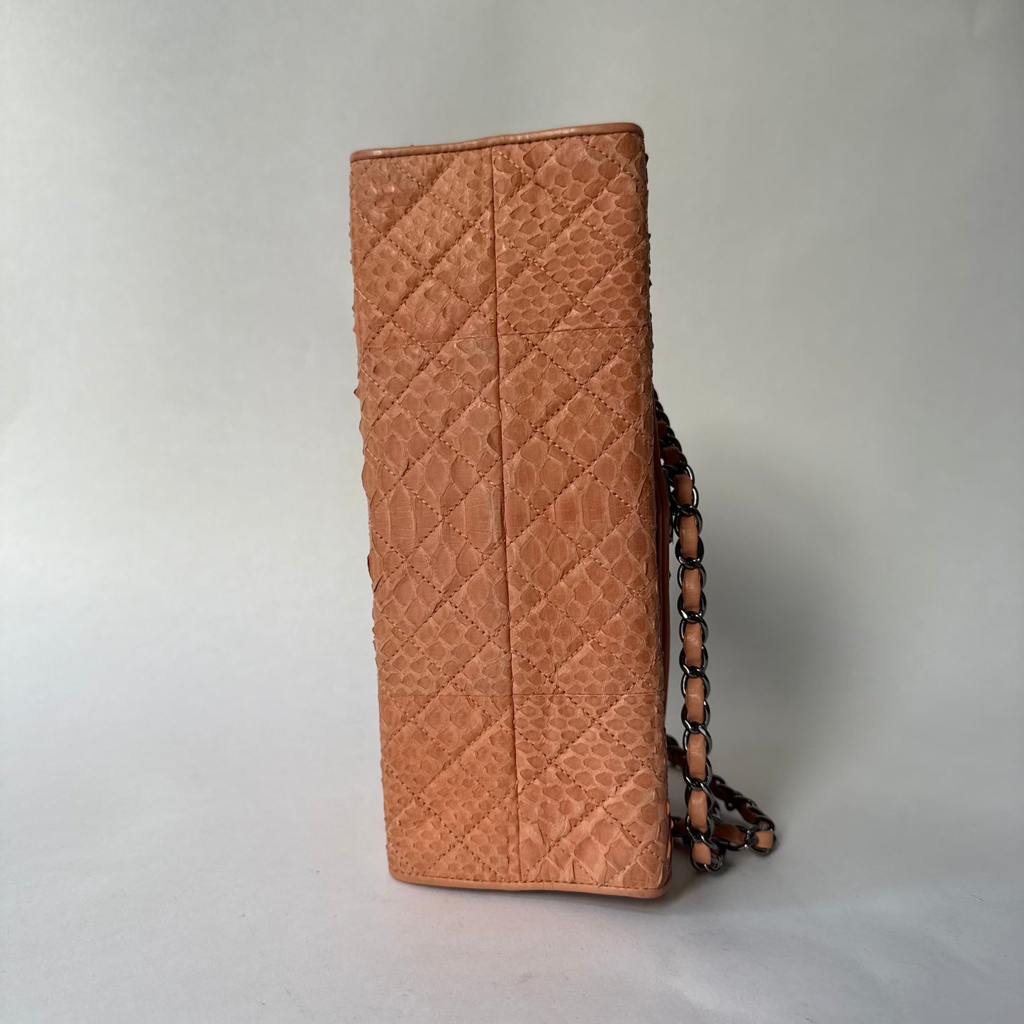 Chanel Python Peach Envelope Flap Chain Strap Shoulder Bag