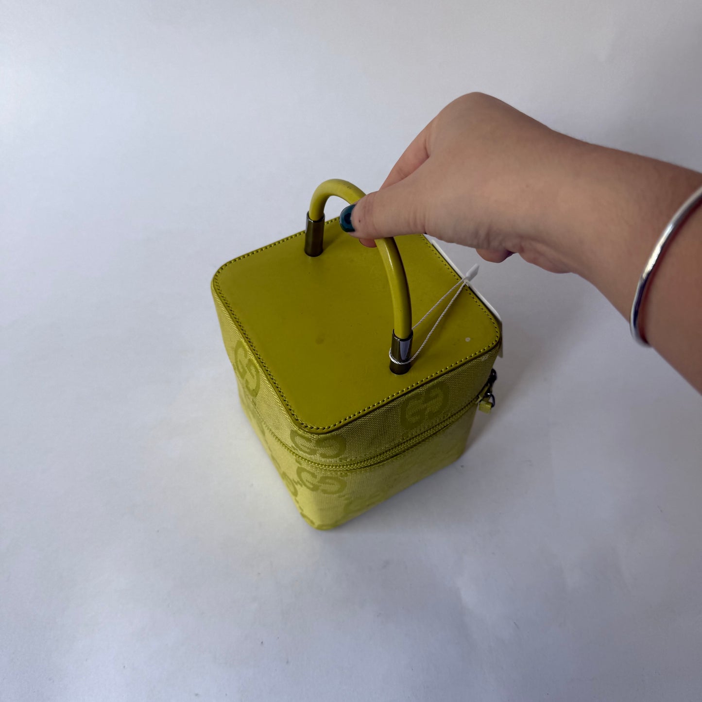 Gucci Chartreuse Monogram Box Top Handle Bag