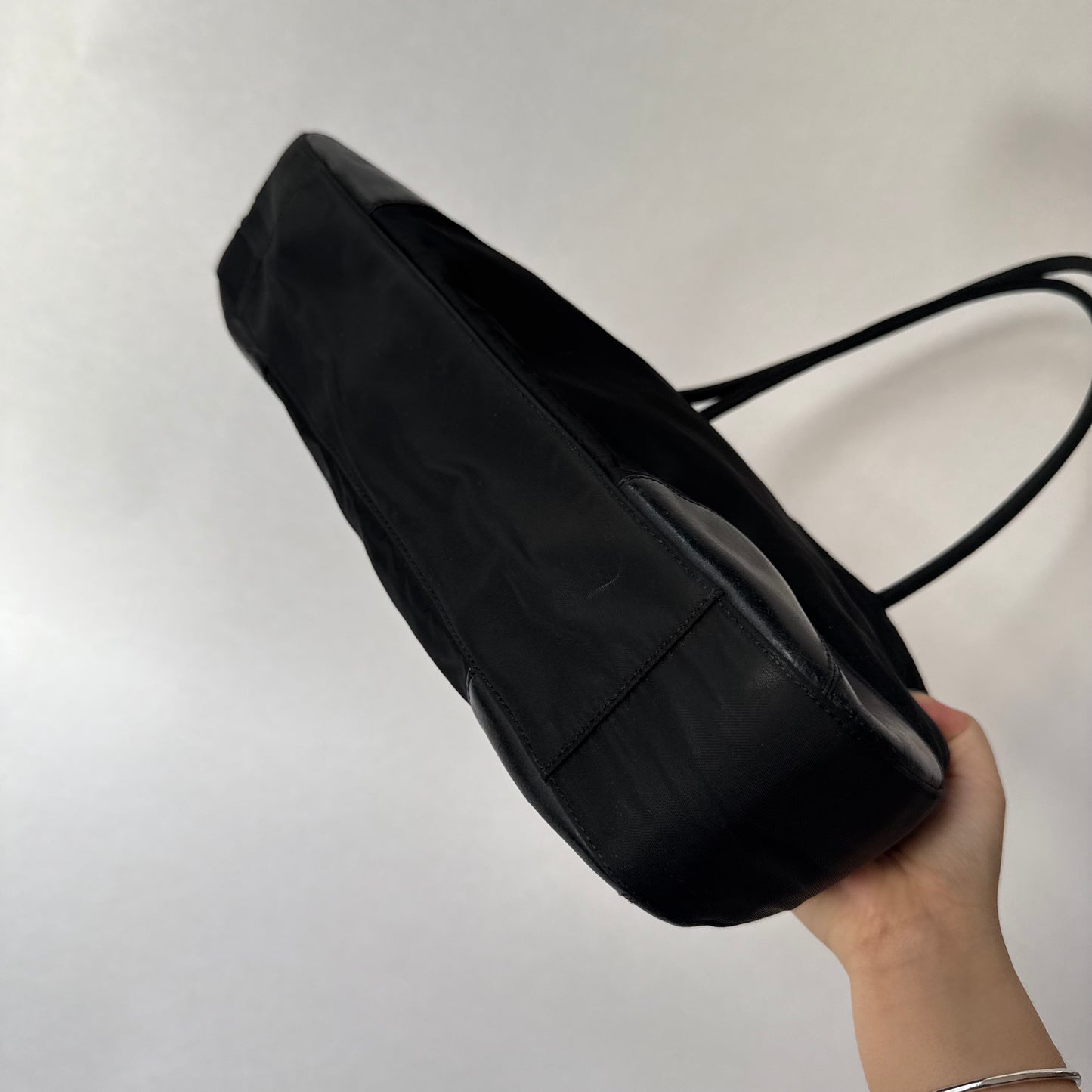 Prada Black Nylon & Leather Shoulder Bag