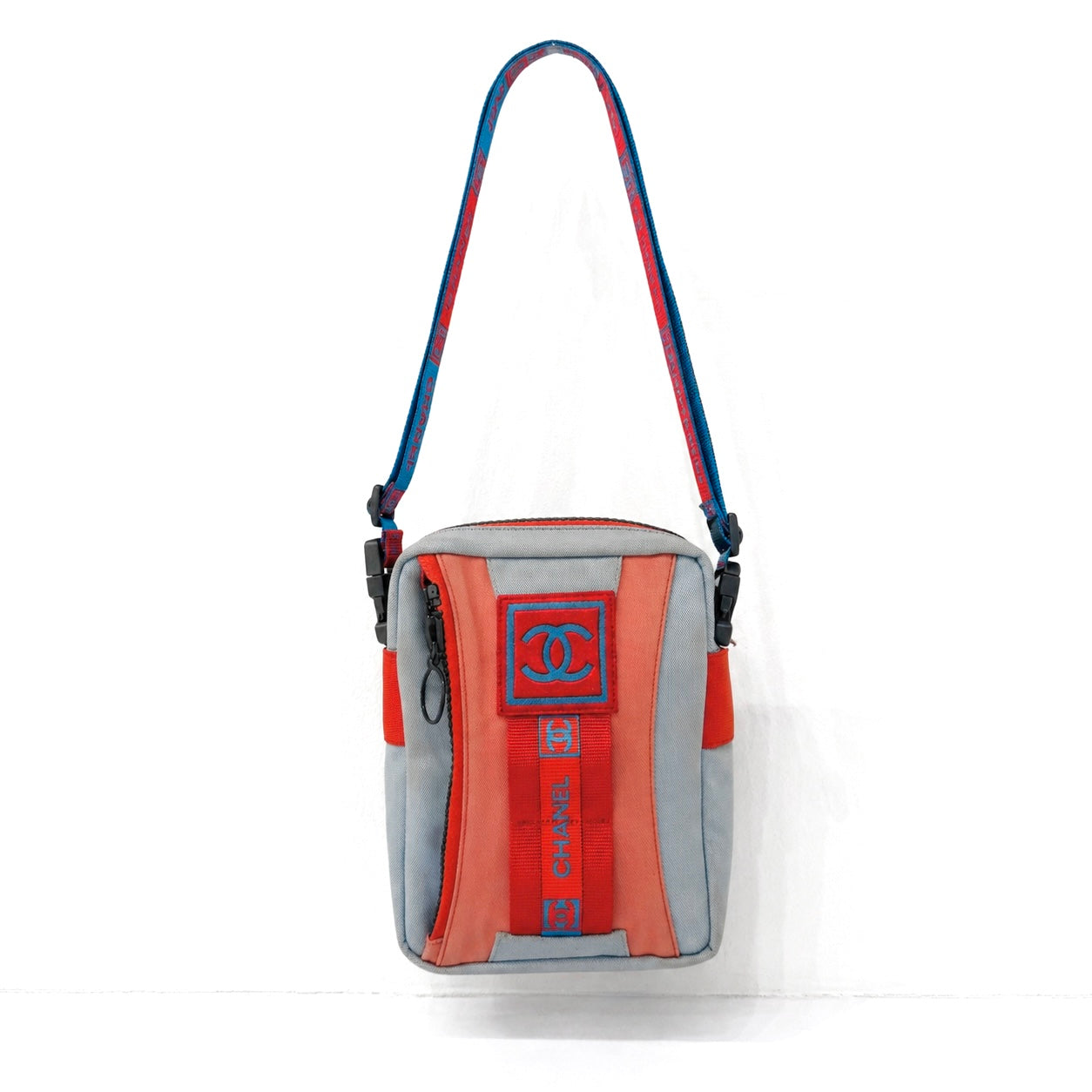 Chanel Red & Blue Nylon Sports Line Crossbody Bag