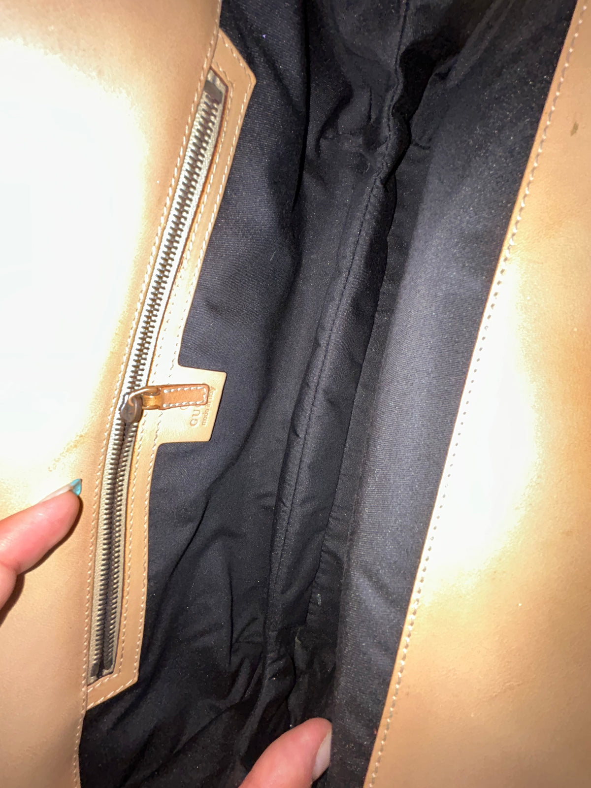 Gucci Black Canvas & Beige Leather Horsebit Tote Bag