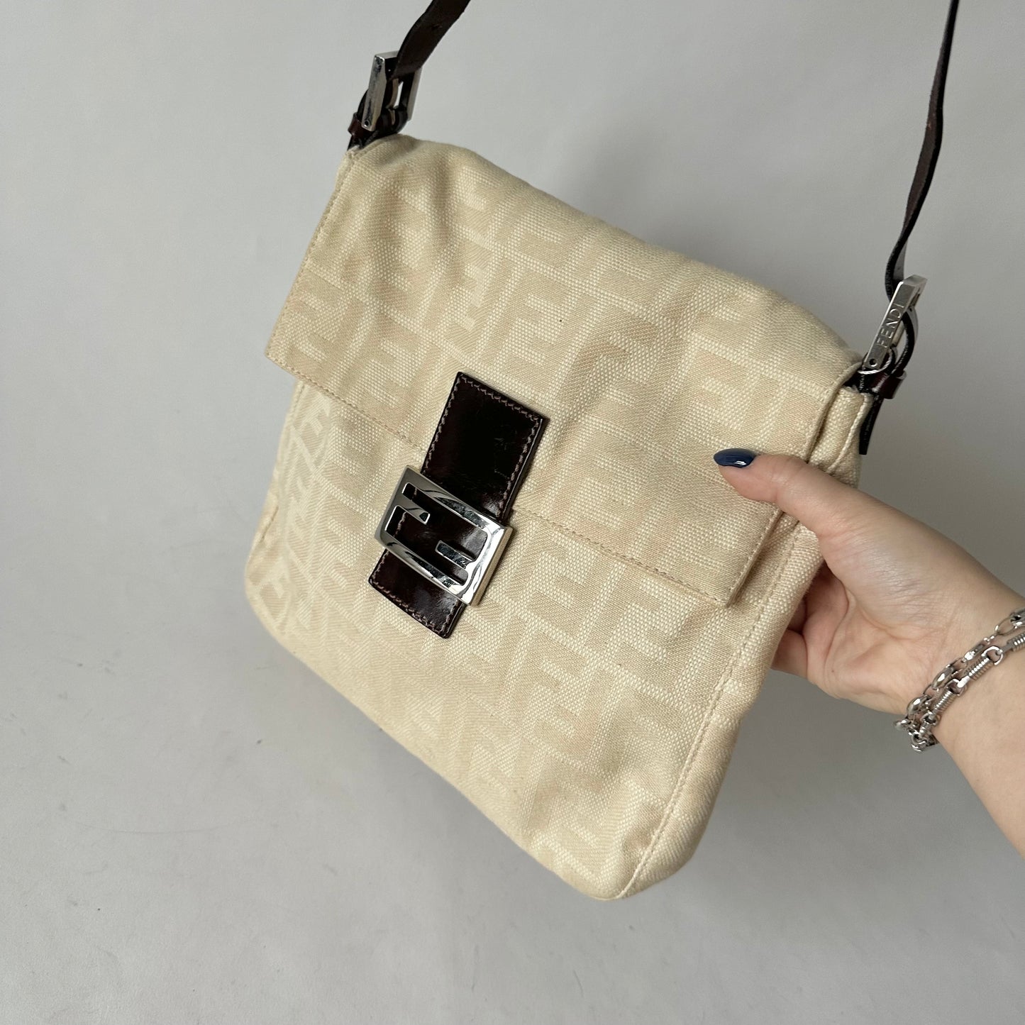 Fendi Squared Large Baguette Zucca Cream Monogram