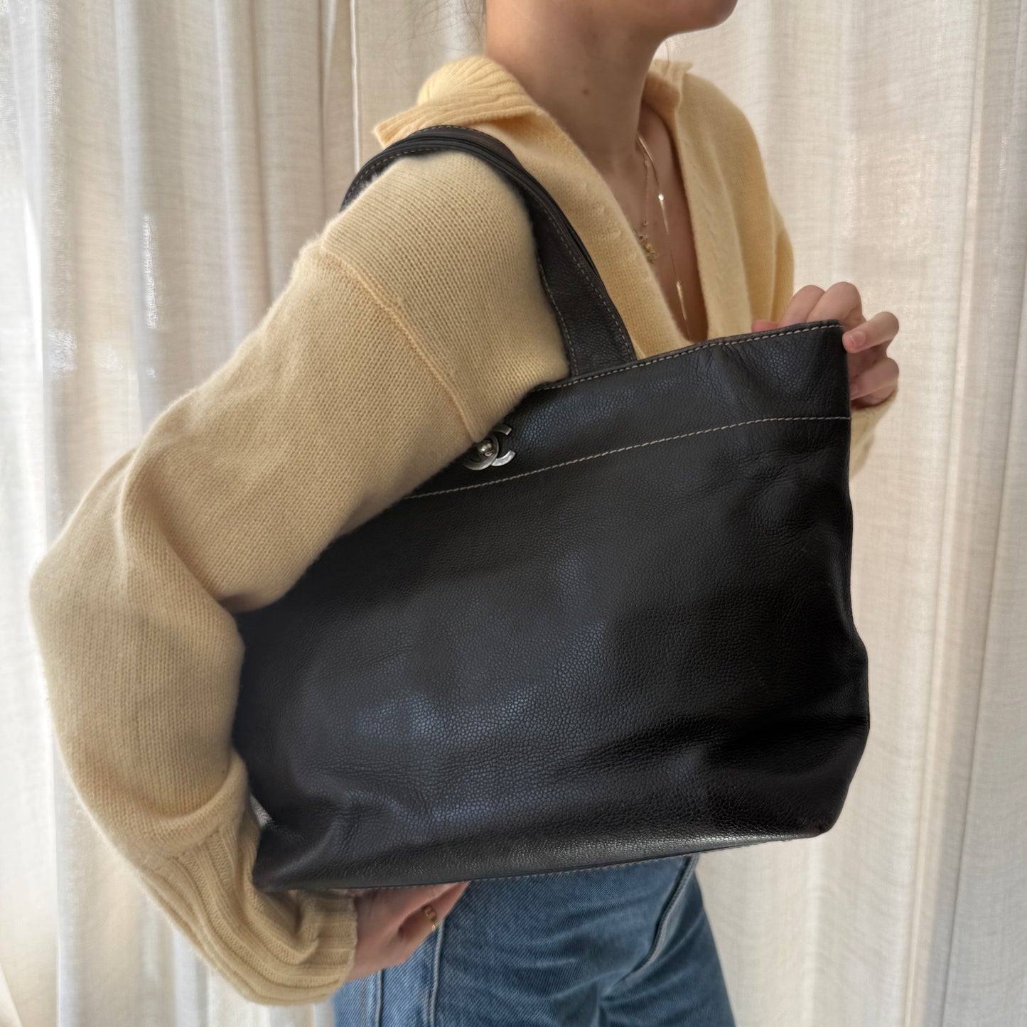 Chanel Brown Caviar Leather Tote Bag