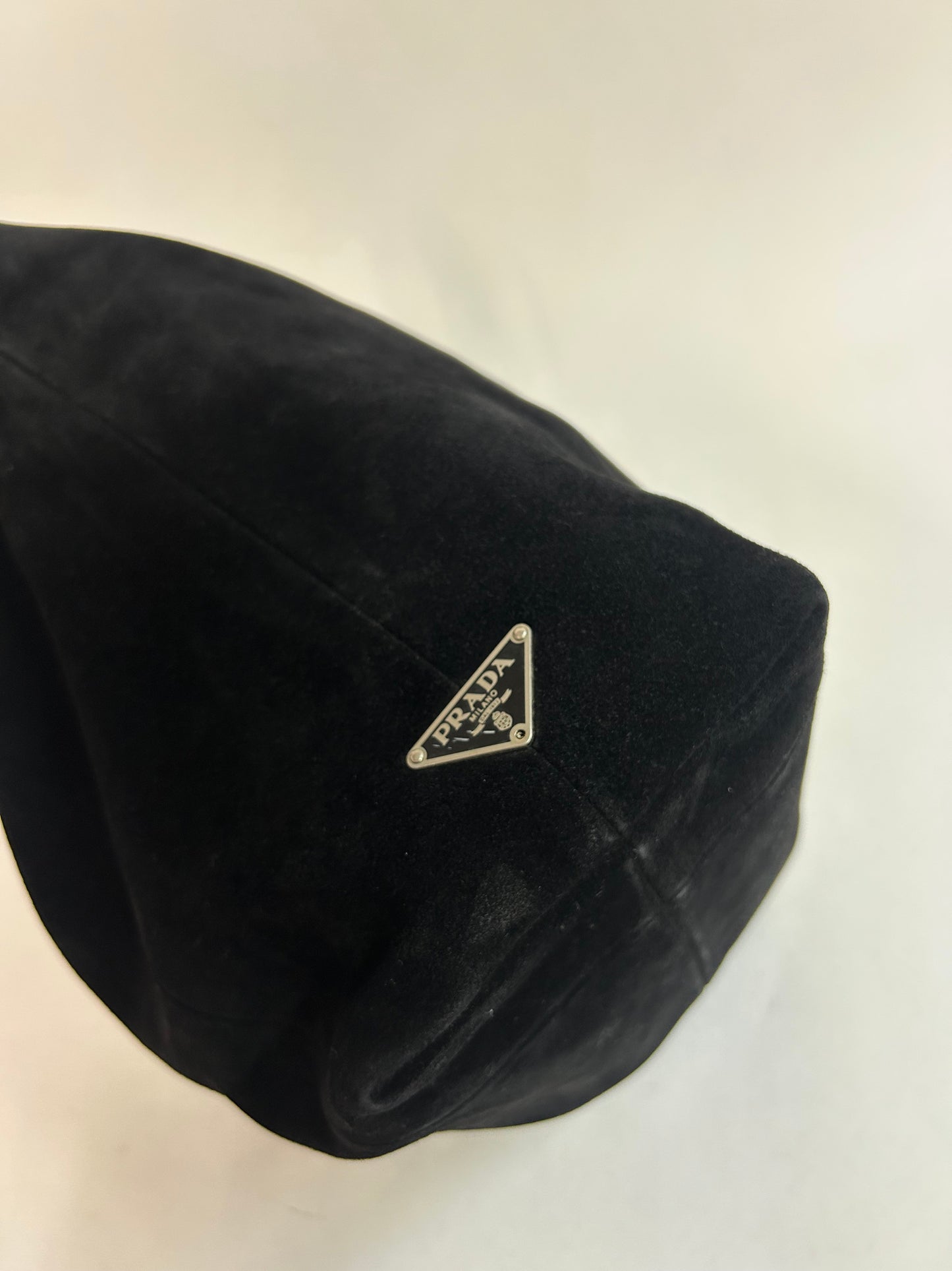 Prada Black Suede Hobo Top Handle Bag