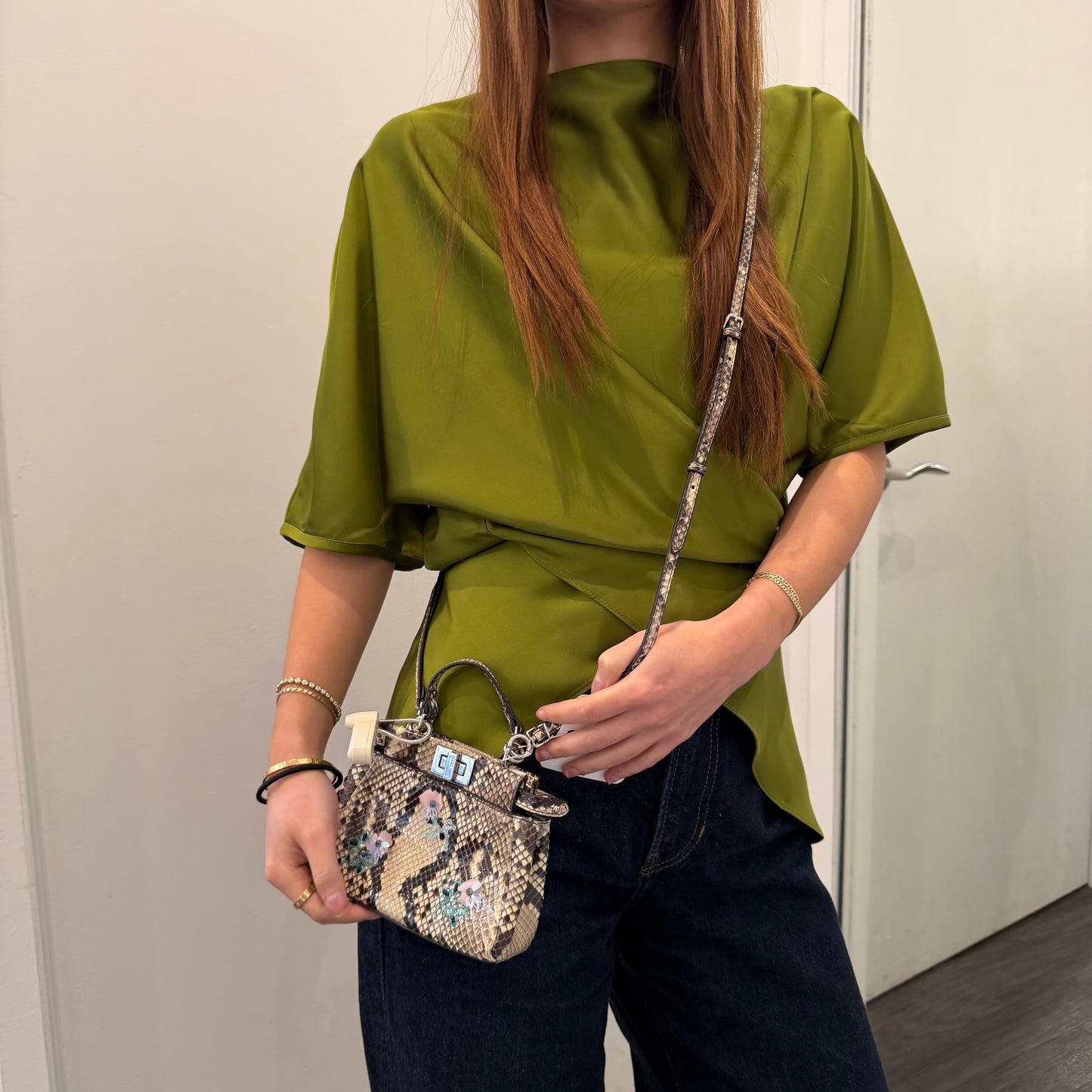 Fendi Brown Multicolored Python Leather Mini Peekaboo Bag
