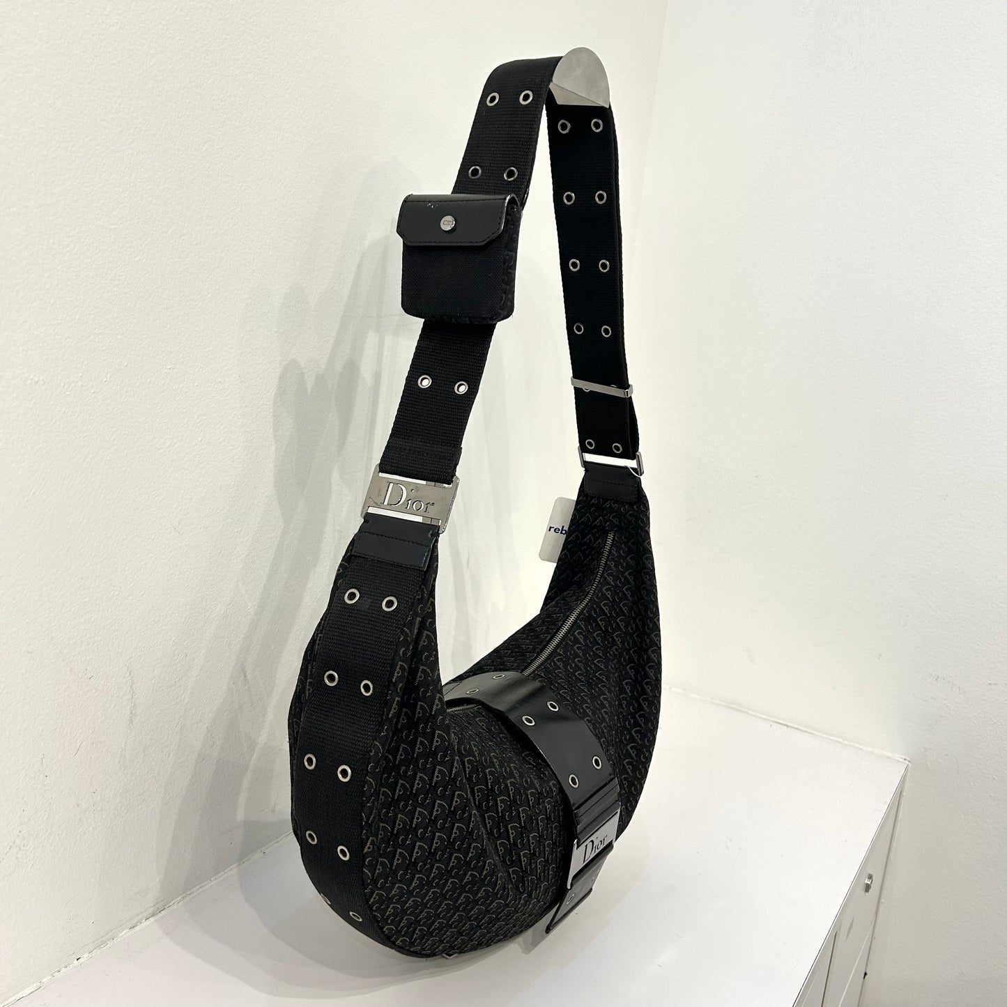 Christian Dior Black Oblique Street Chic Croissant Hobo Bag