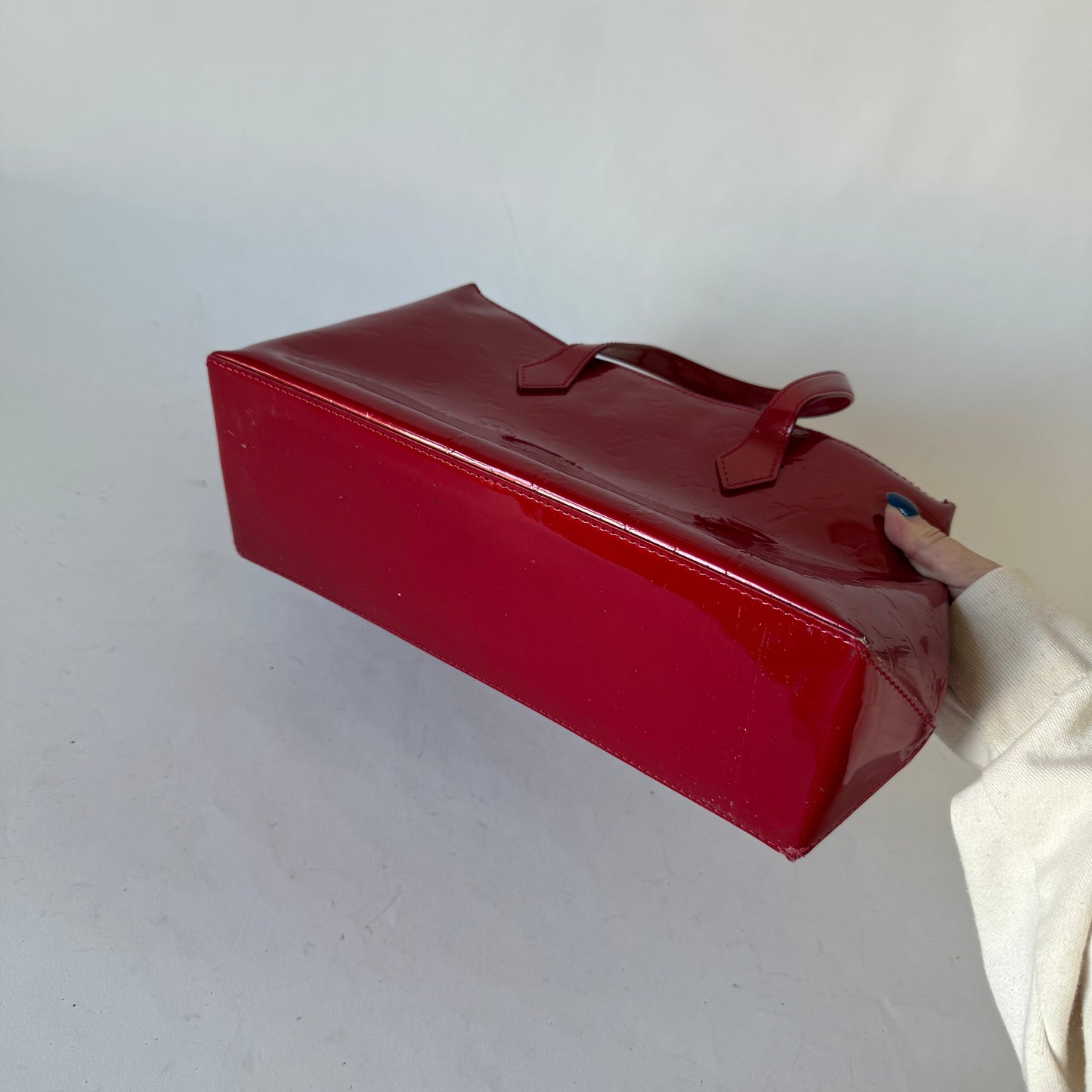 Louis Vuitton Red Vernis Patent Leather Monogram Wilshire PM Tote Bag