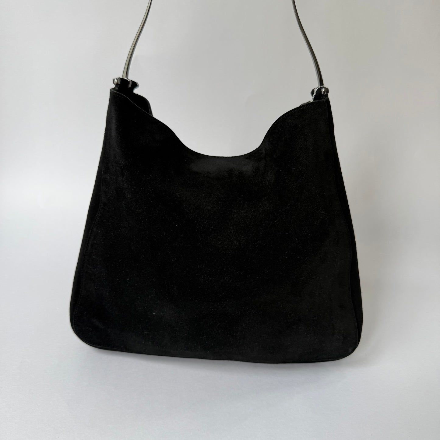 Gucci Black Suede Horsebit Shoulder Bag w/ Pouch