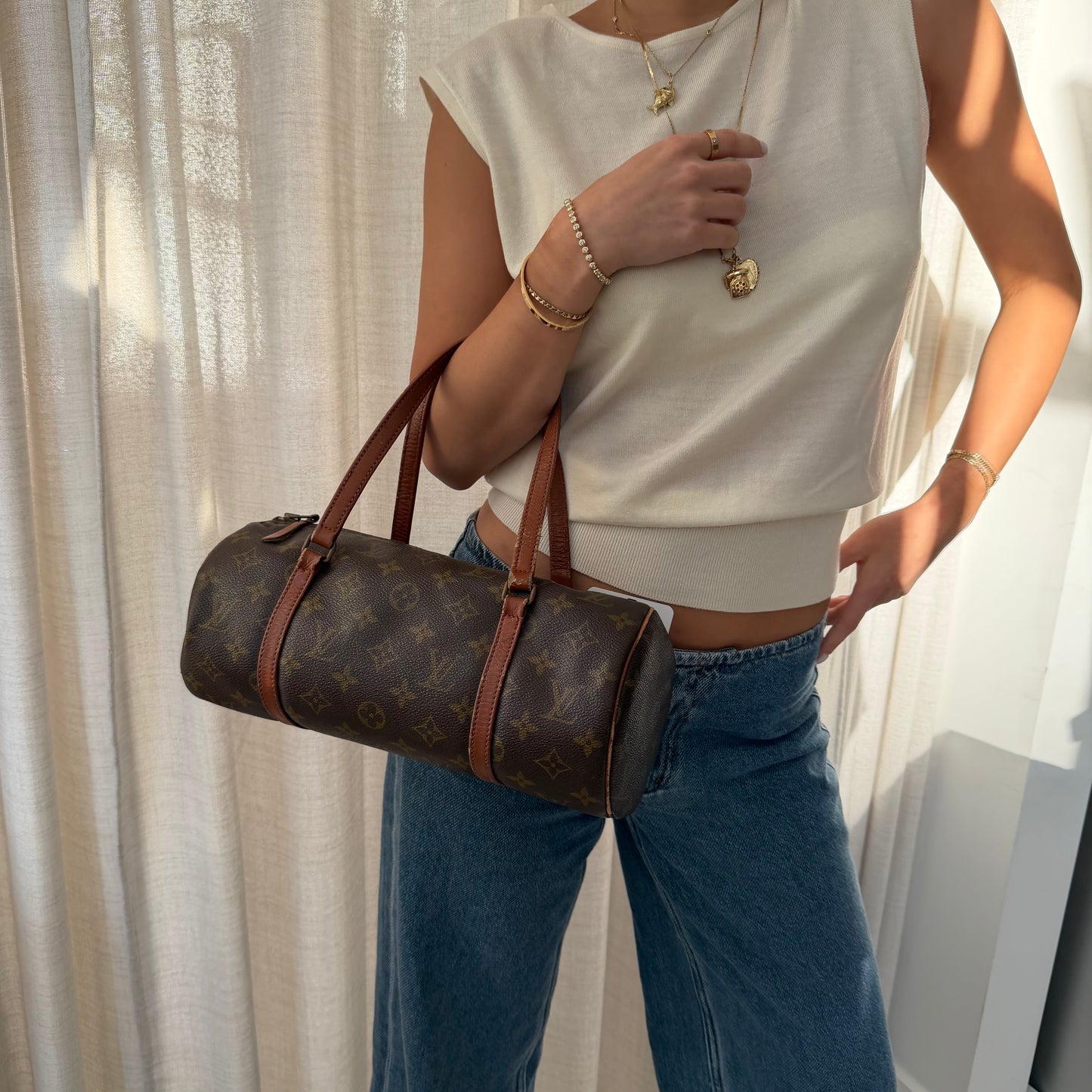 Louis Vuitton Brown Monogram Papillon 30 Barrel Bag