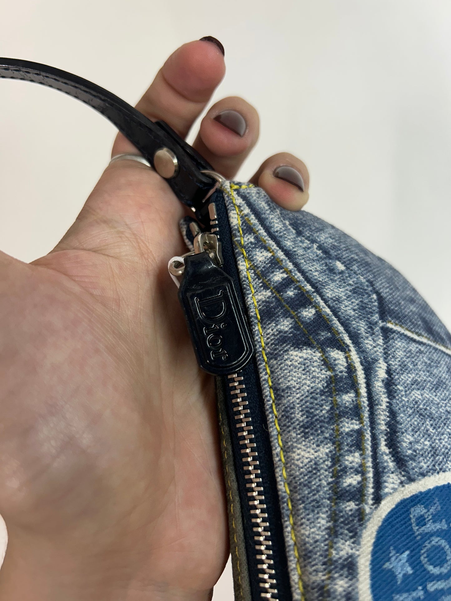 Christine Dior Speedway Denim Printed Mini Saddle