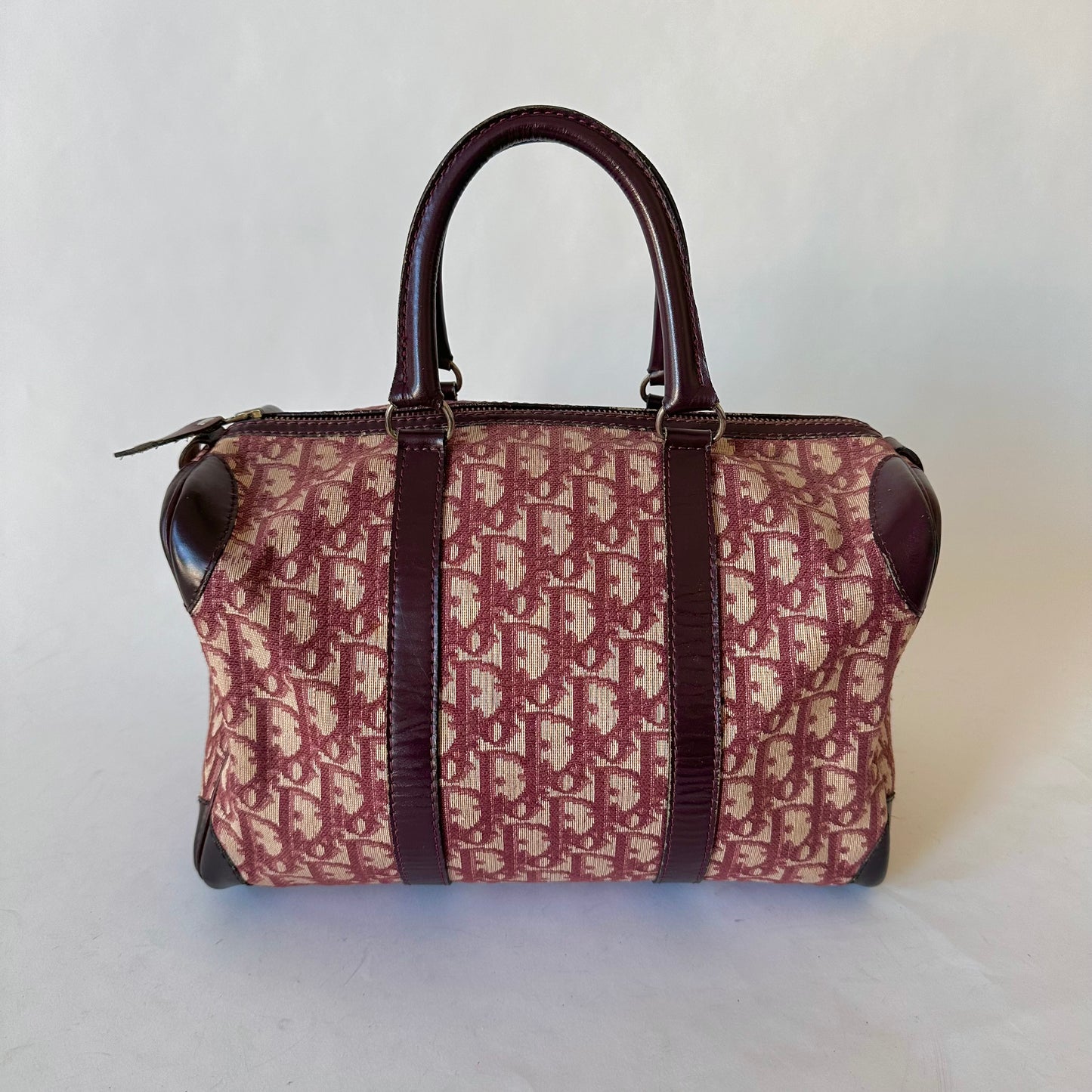Christian Dior Maroon Red Trotter Boston Bag