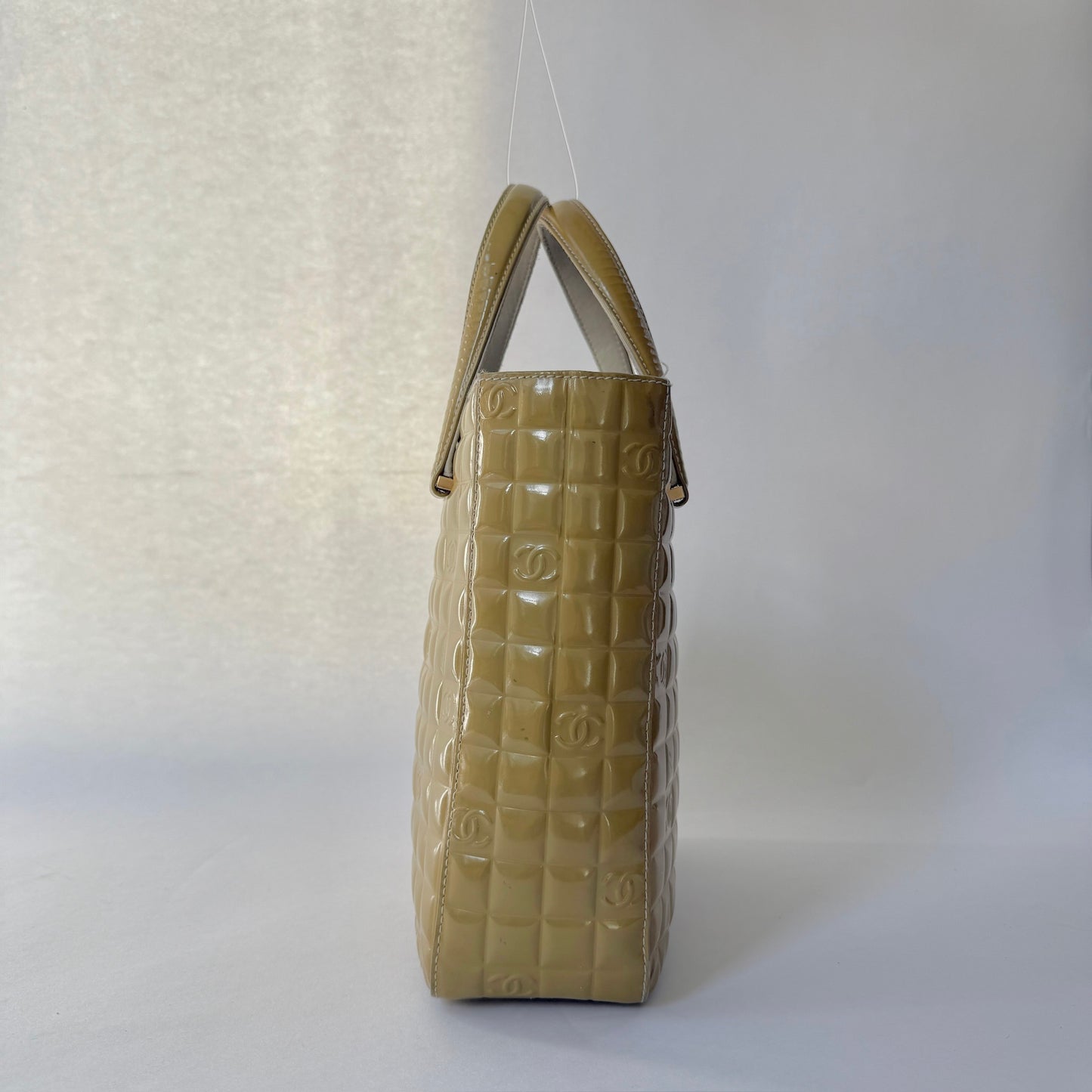 Chanel Yellow Patent Leather Chocolate Bar Tote Bag