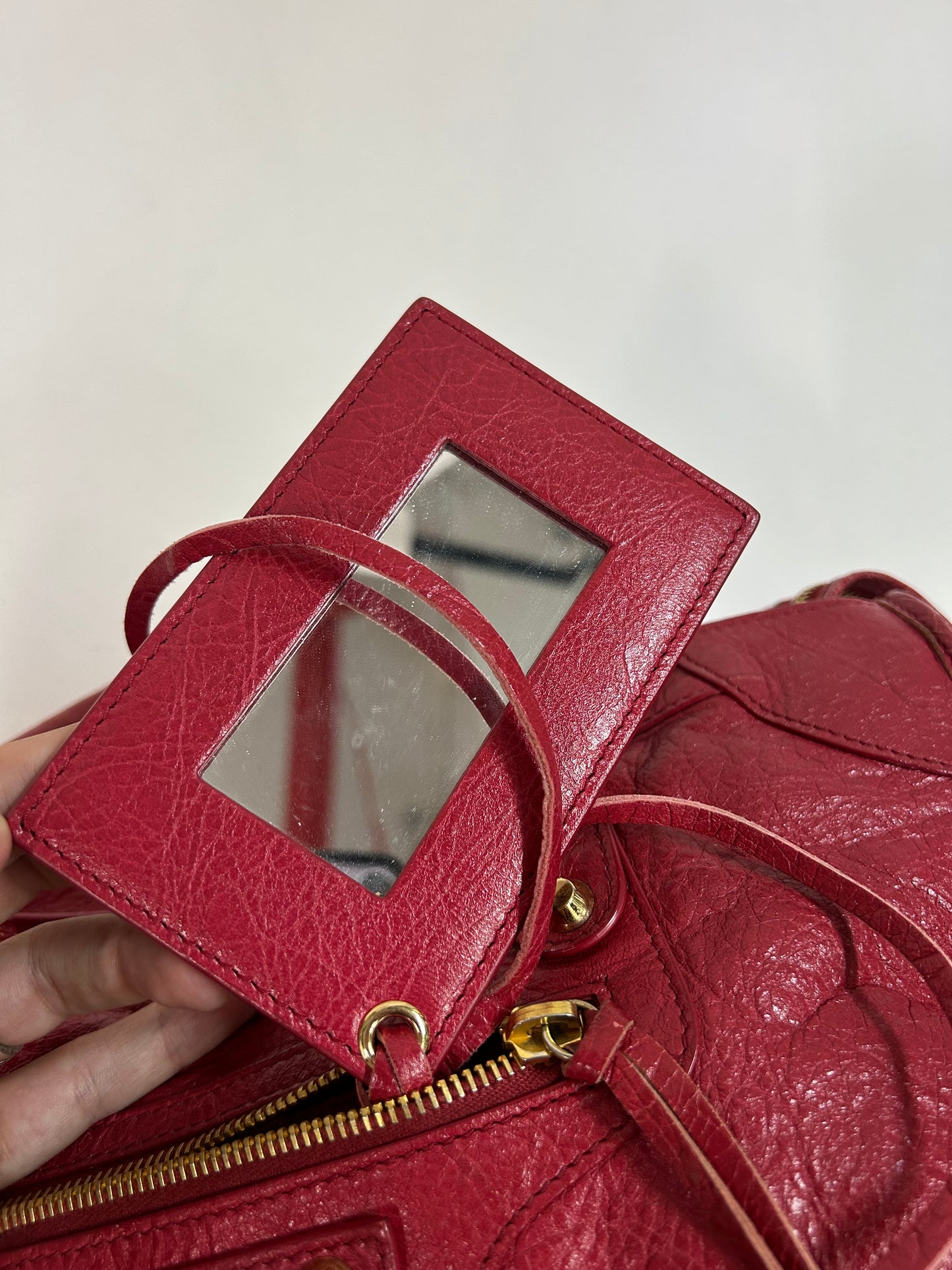 Balenciaga Red Pink Leather City Bag GHW