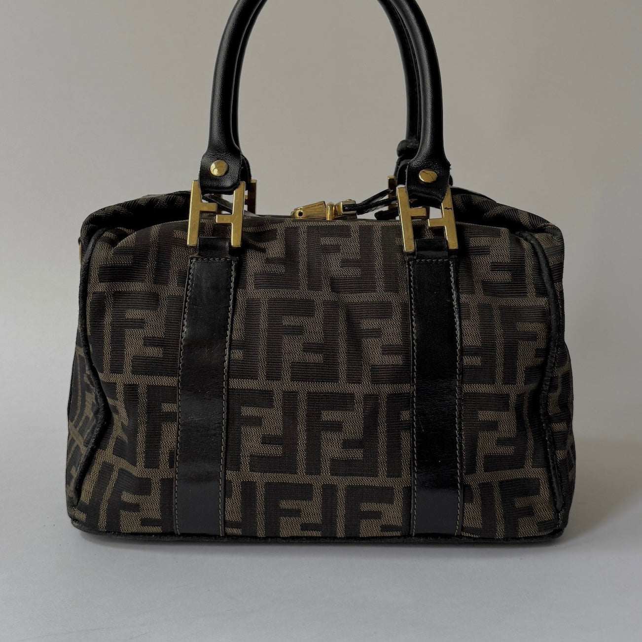 Fendi Brown Zucca Canvas Clip Top Tote Bag