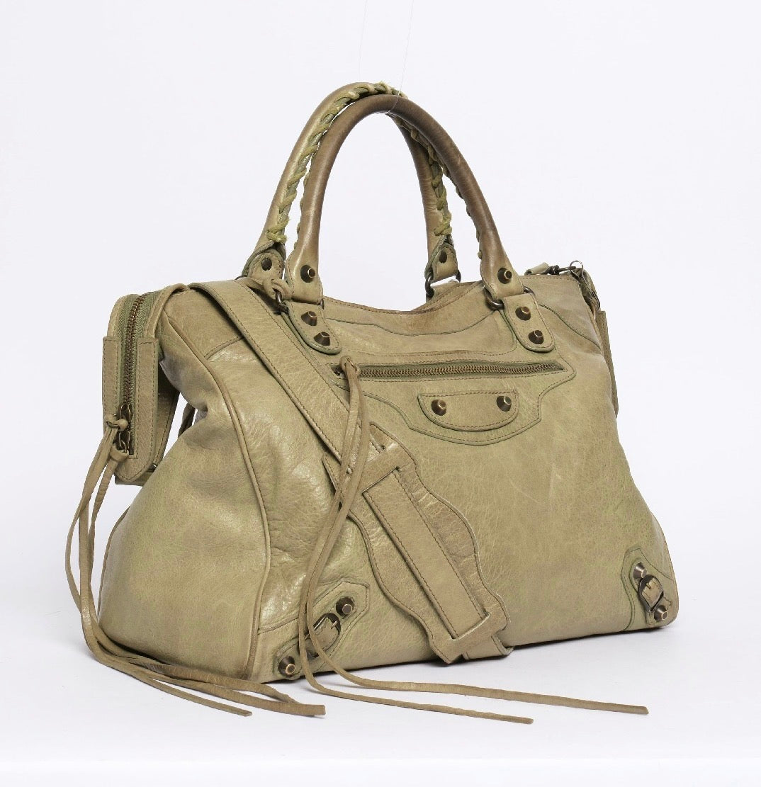 Balenciaga Matcha Green Leather "Velo" City Bag