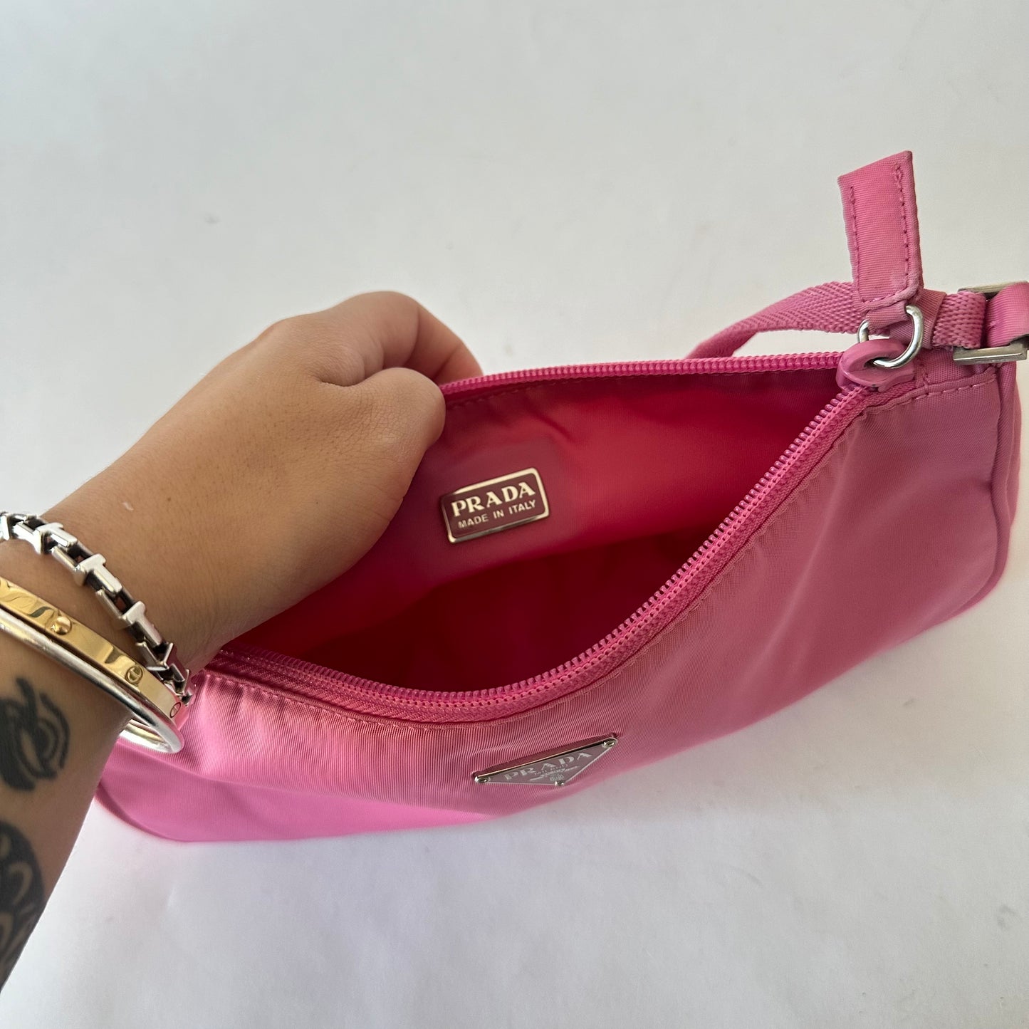 Prada Pink Nylon Pochette Bag