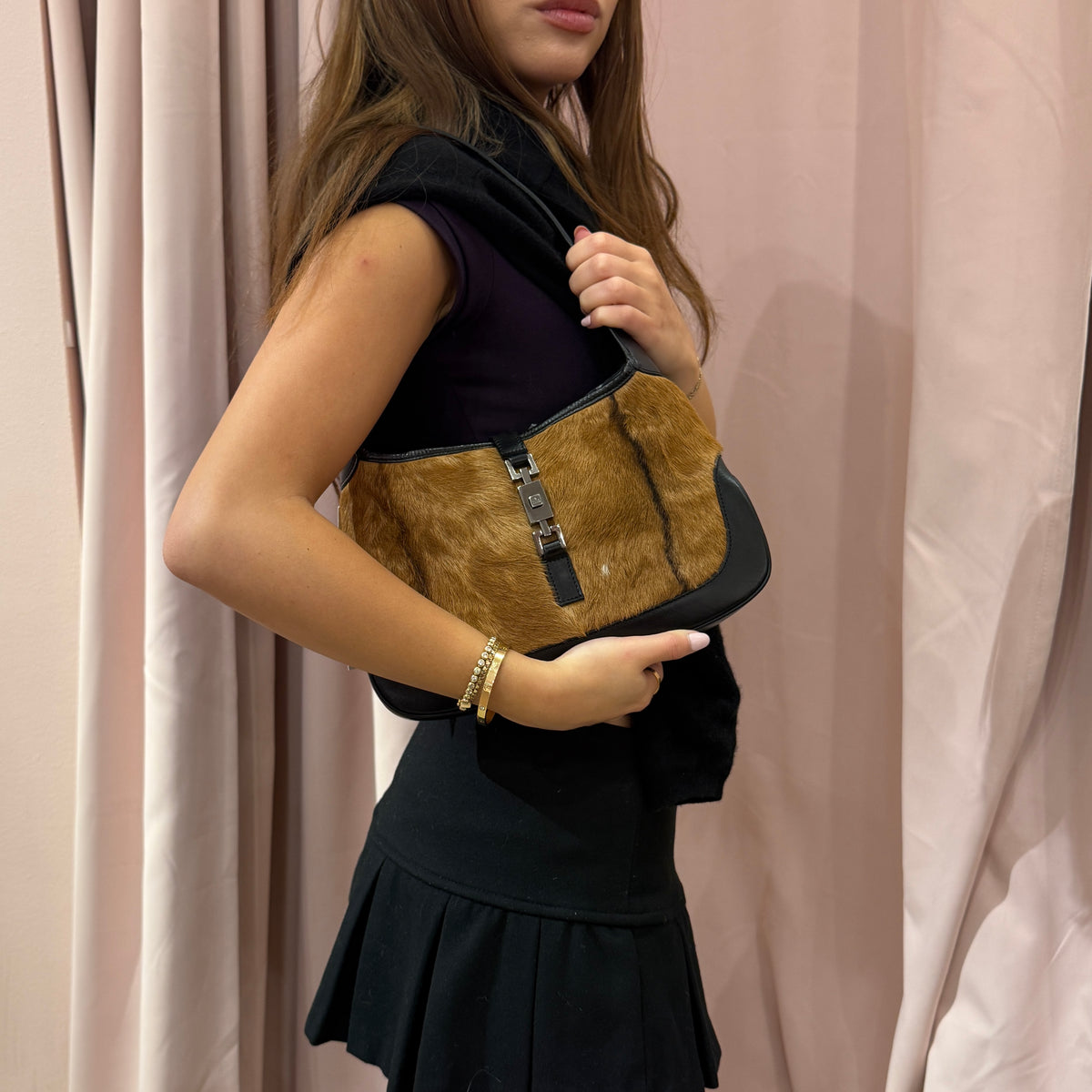 RARE Gucci Goat Fur Small Jackie Shoulder Bag