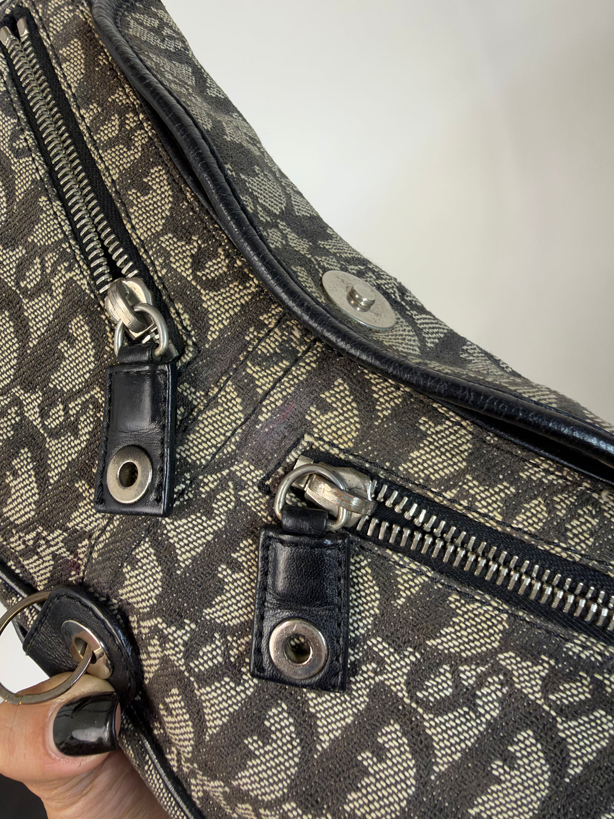 Christian Dior Blue Trotter Monogram Charms Shoulder Bag