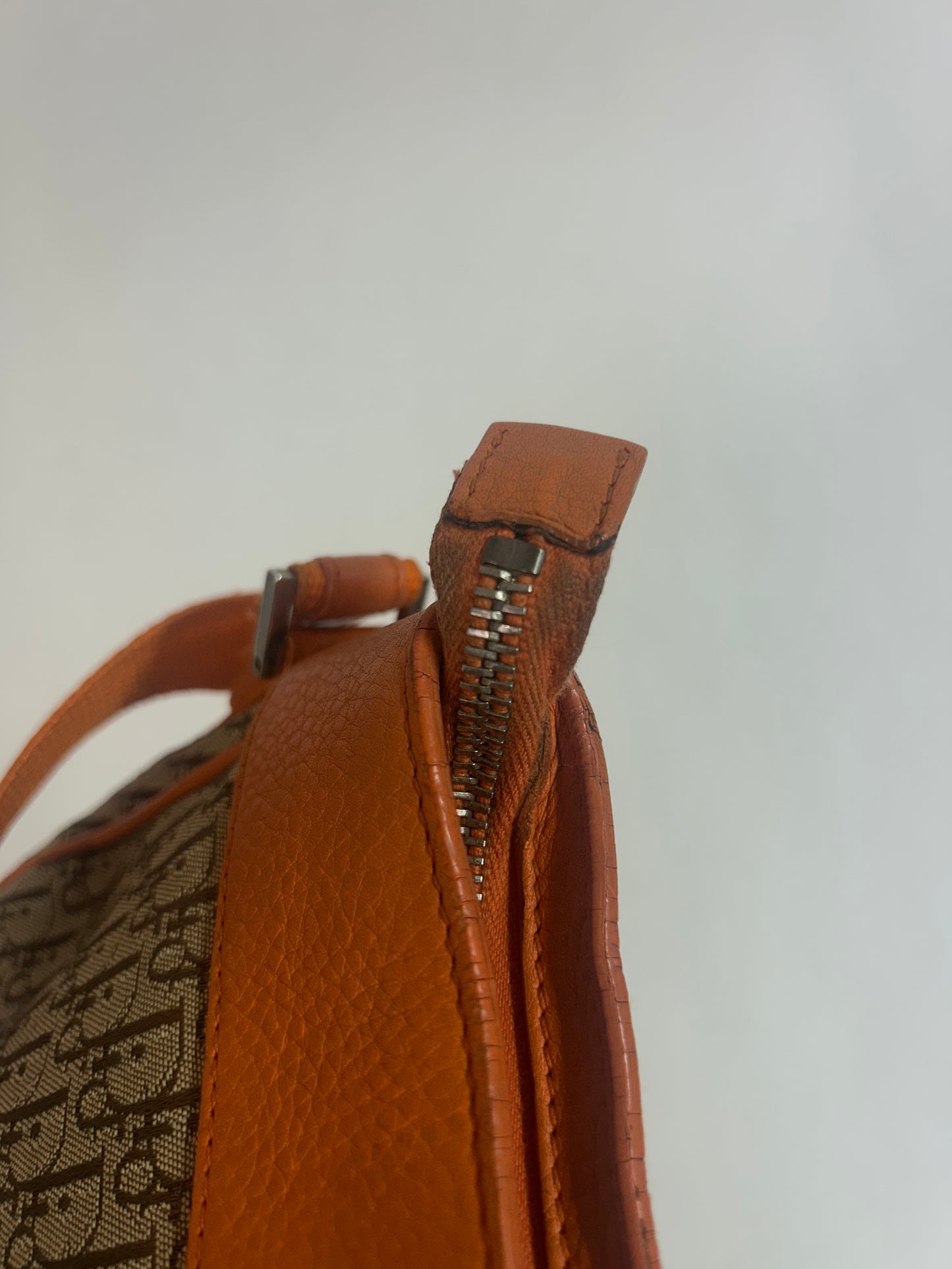 Christian Dior Brown Orange Trotter Street Chic Monogram Handbag