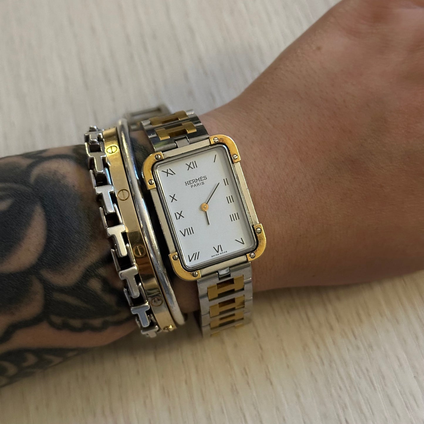 Hermes Unisex Two-Tone White Dial Croisiere Watch