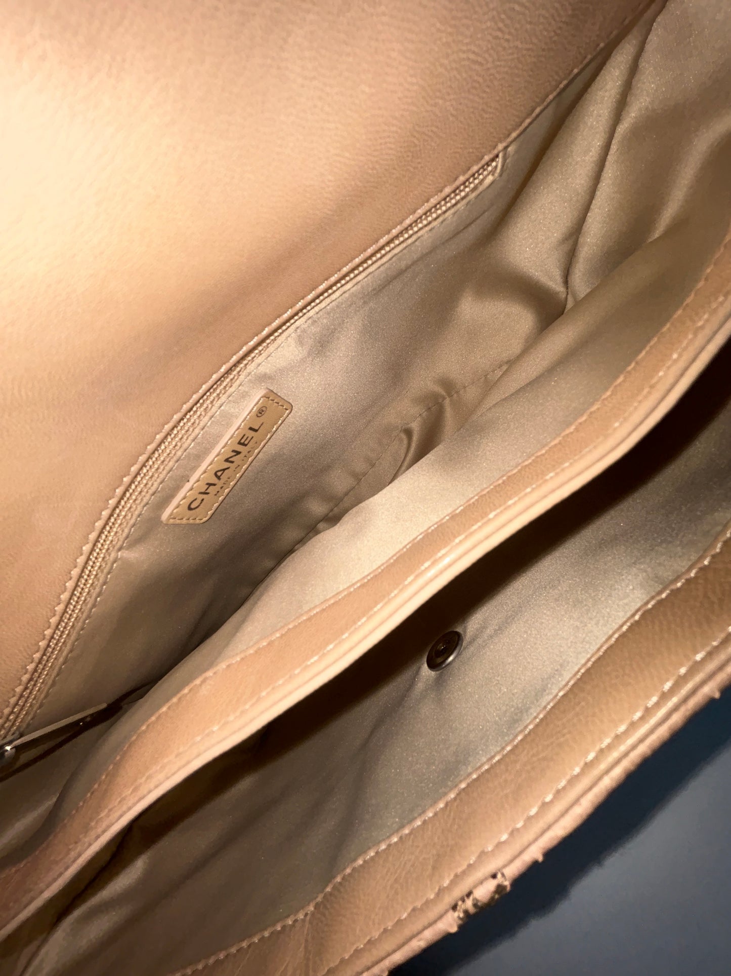 Chanel Beige Python E/W Flap Bag