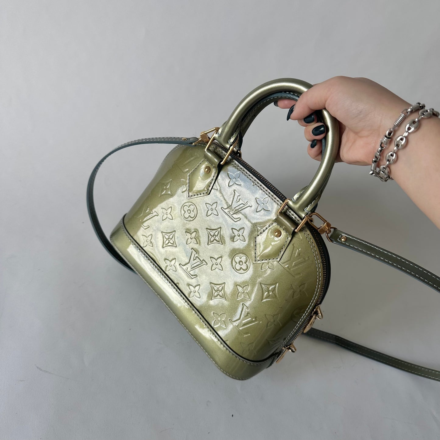 Louis Vuitton Green Vert Vernis Monogram Alma BB
