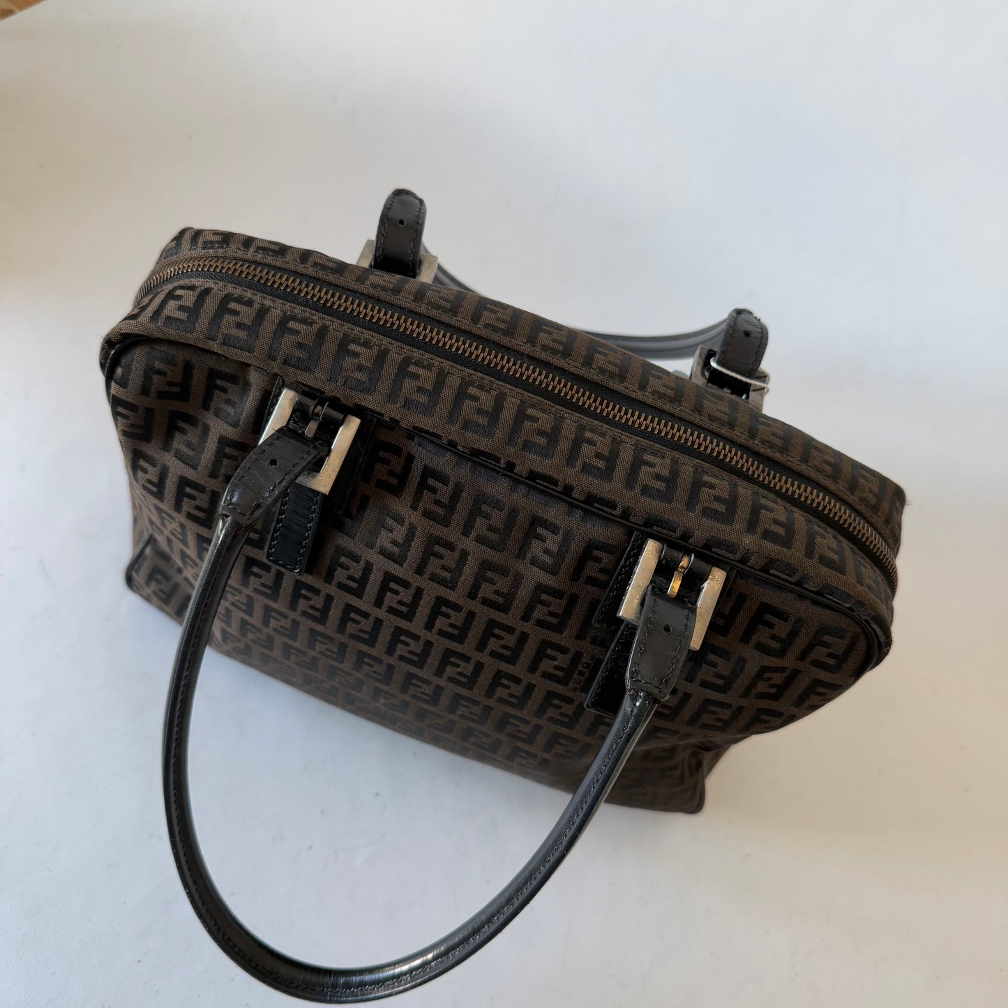 Fendi Brown Zucchino Square Shoulder Bag
