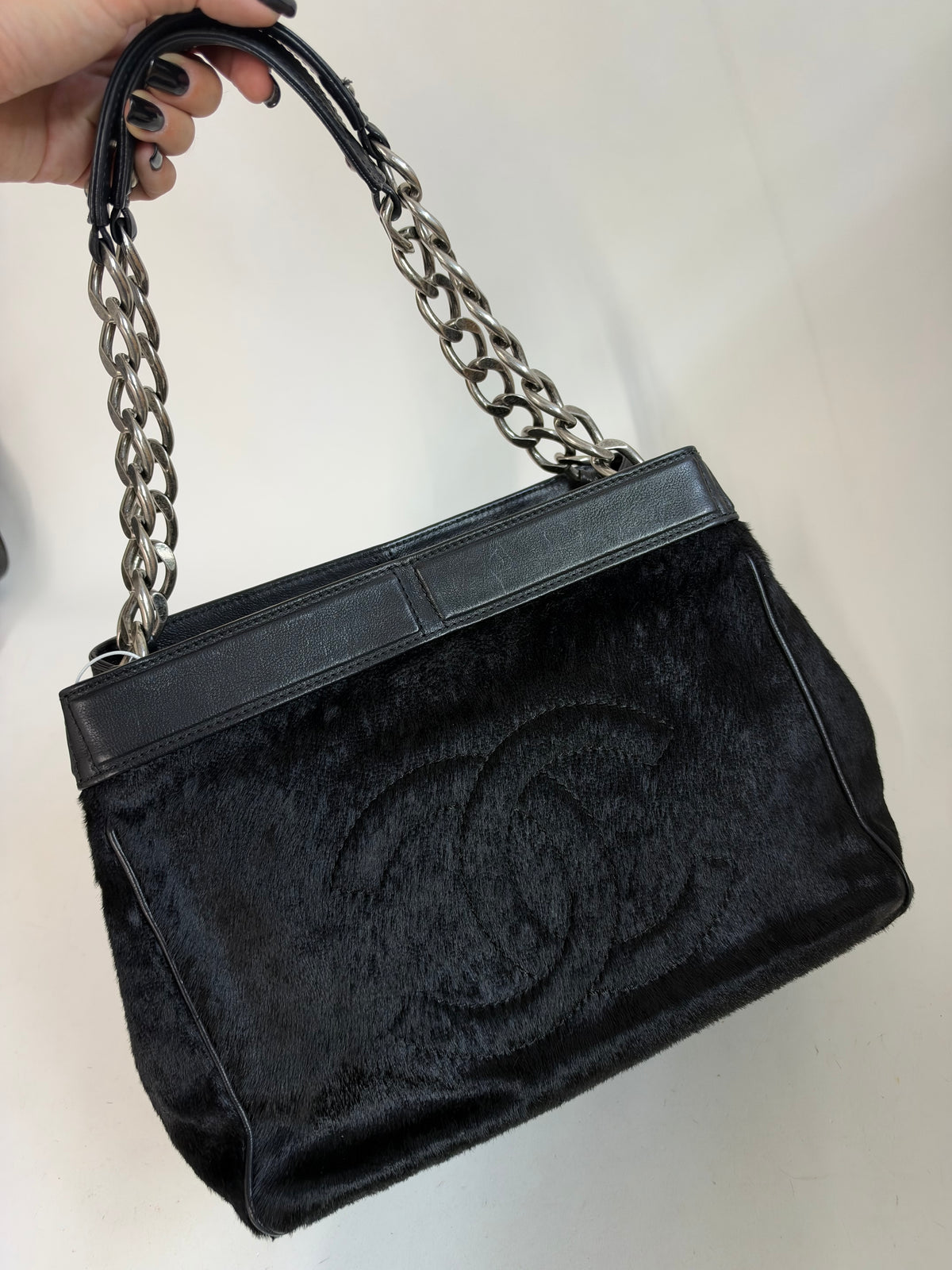 Chanel Black Pony-Hair & Leather Tote Bag