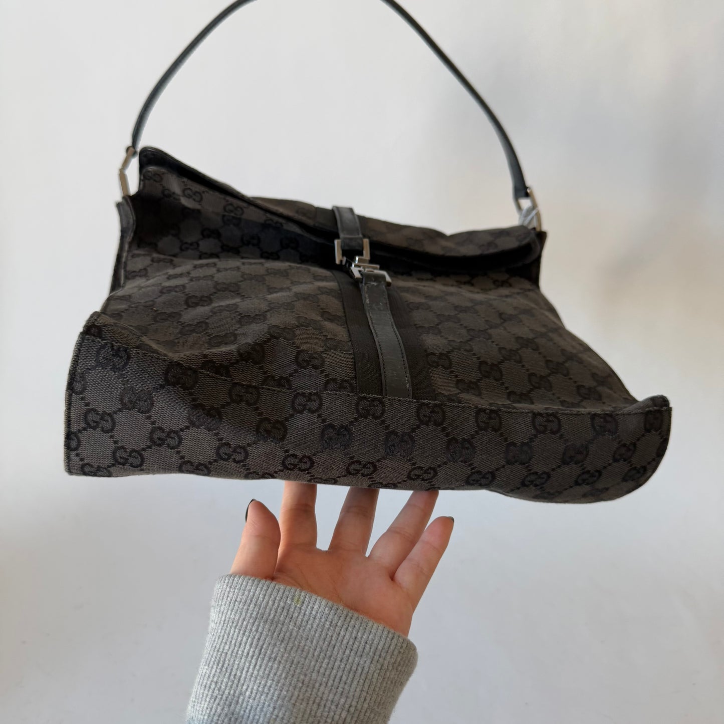 Gucci Black Jackie Monogram Bardot Shoulder Bag