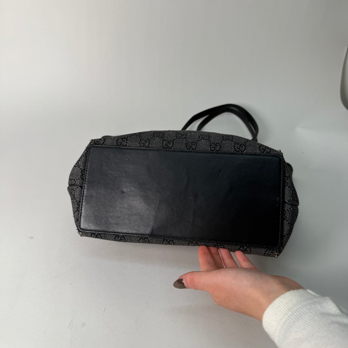 Gucci Black Denim Monogram Tote Bag