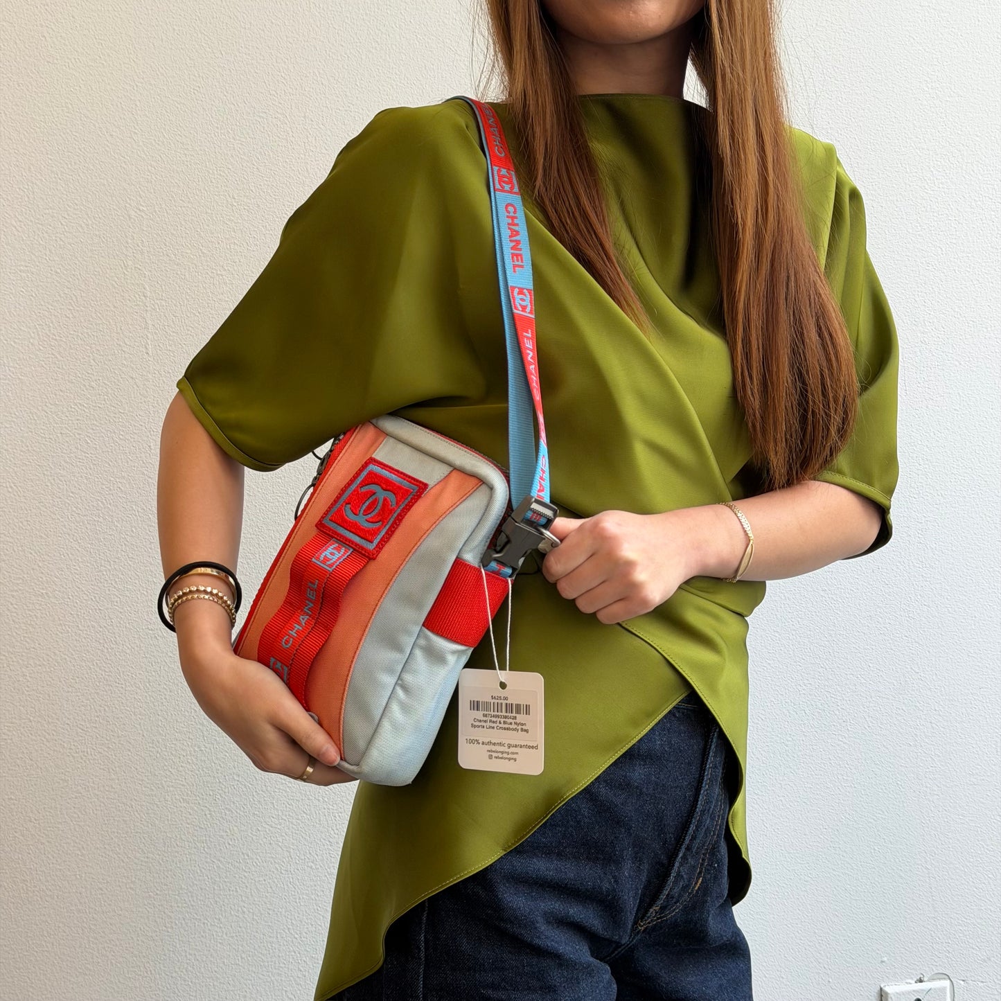 Chanel Red & Blue Nylon Sports Line Crossbody Bag