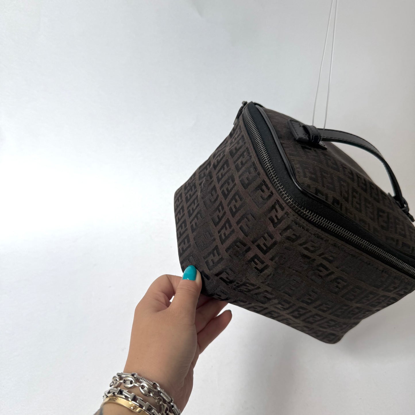 Fendi Brown Zucchino Canvas Vanity Bag