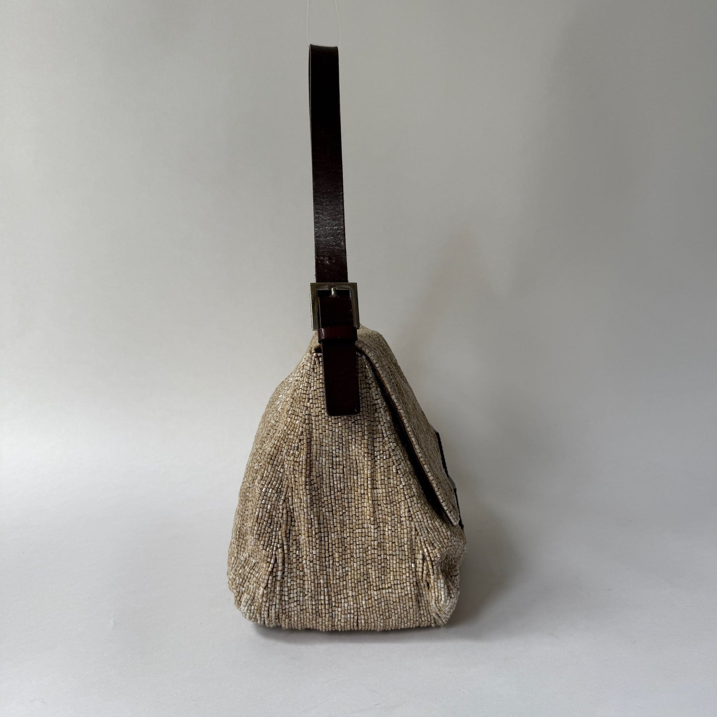 Fendi Cream Beaded Mamma Baguette Shoulder Bag