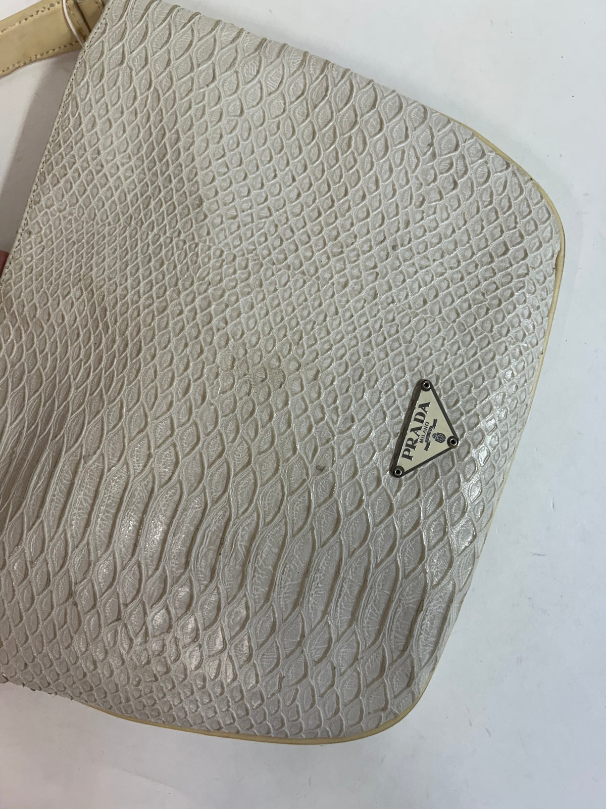 Prada White Snakeskin Shoulder Bag