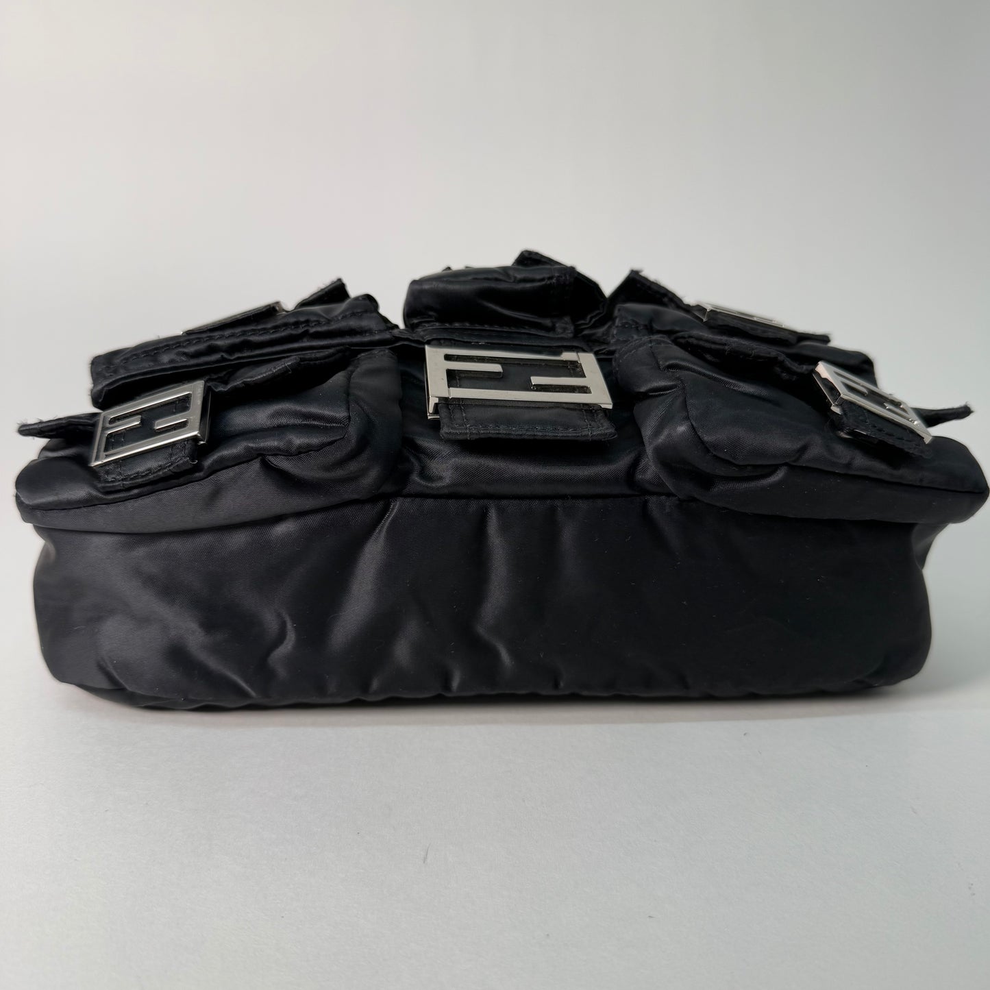 Fendi AW22 Multi Pocket Black Nylon Baguette