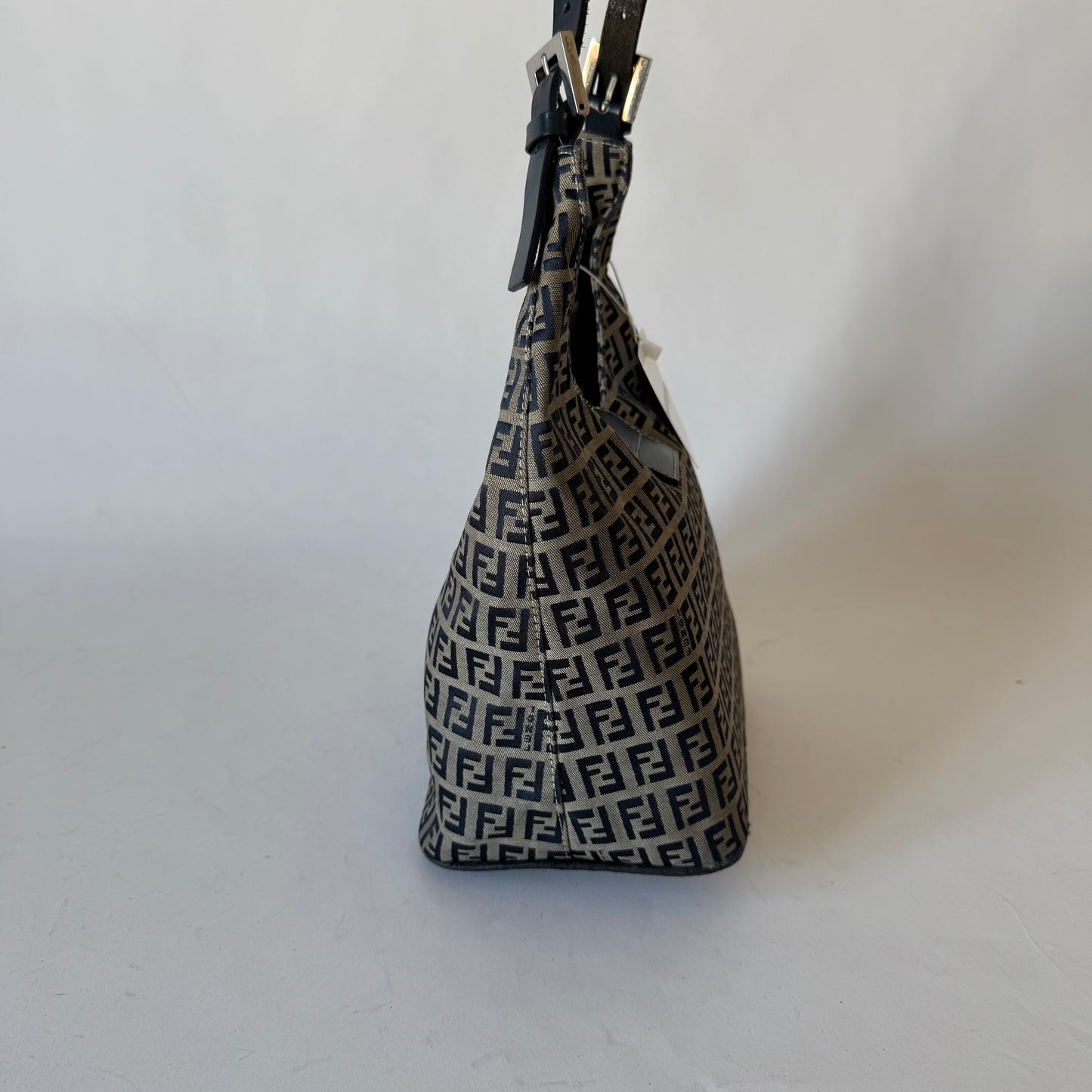 Fendi Navy Canvas Zucchino Bucket Baguette Bag