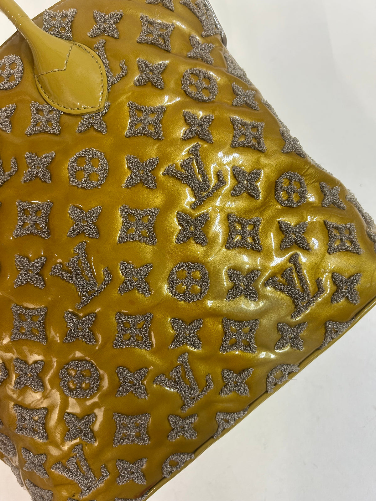 Louis Vuitton Mustard Yellow Vernis & Boucle Textured Monogram Fascination Lock-it Handbag