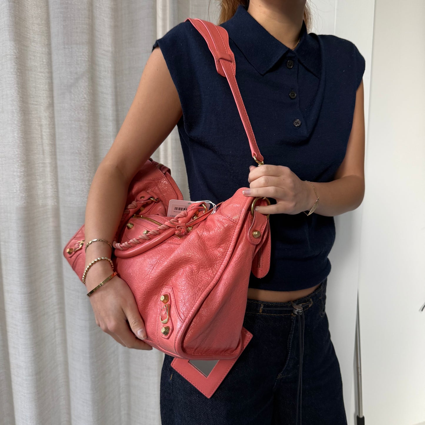 Balenciaga Coral Pink Leather Giant City Bag
