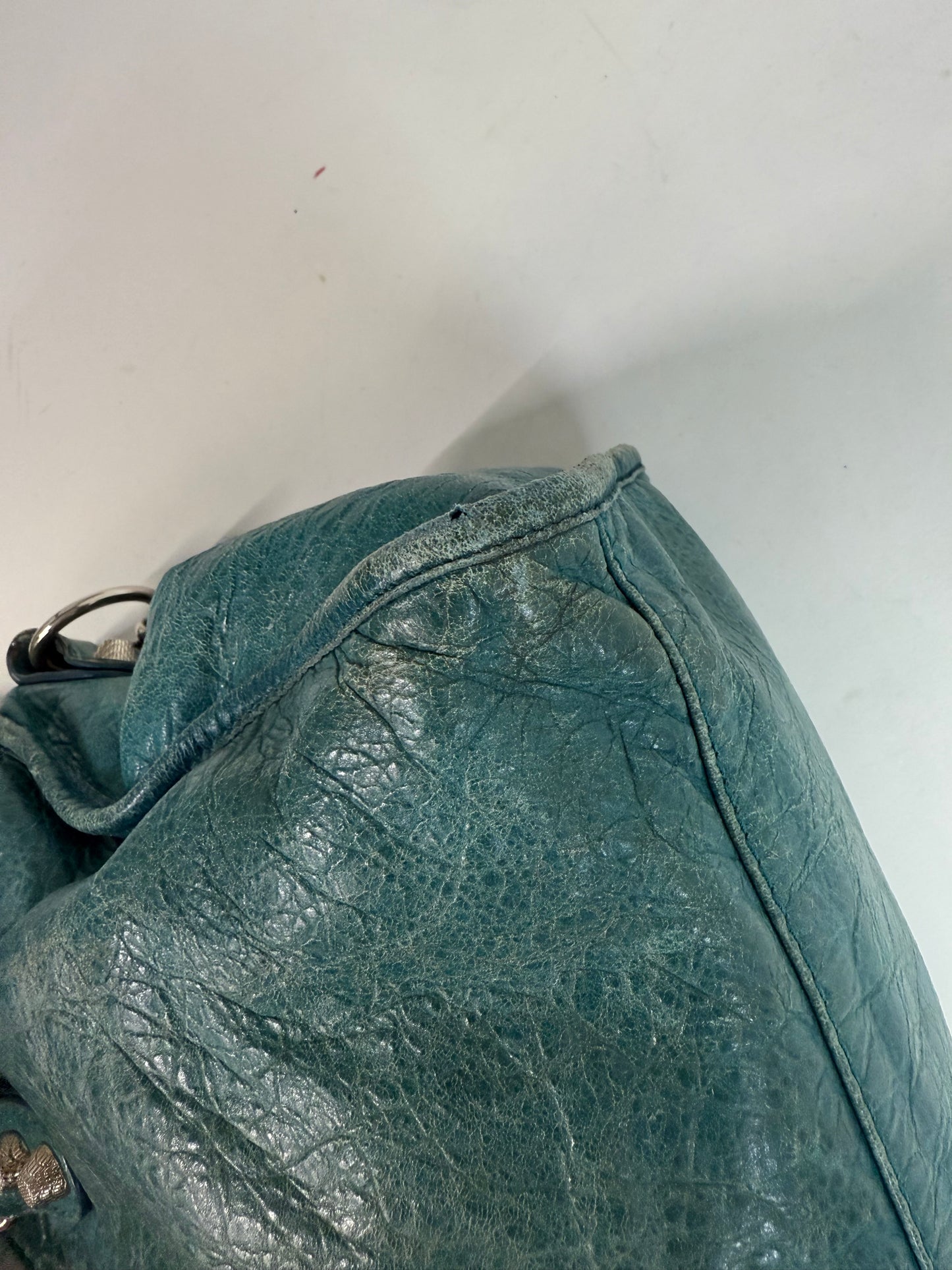 Balenciaga Teal Leather City Bag