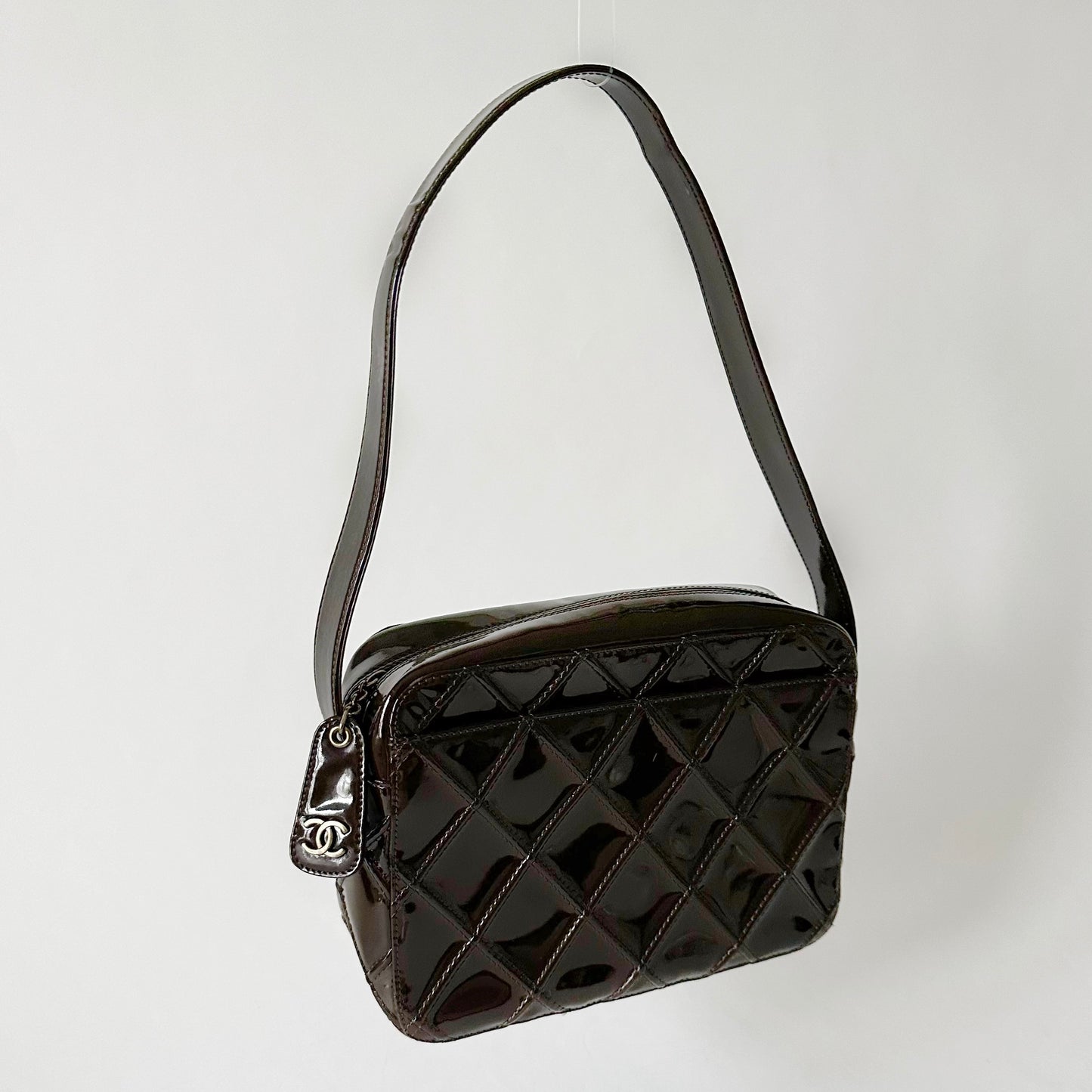 Chanel Dark Brown Patent Leather Shoulder Bag