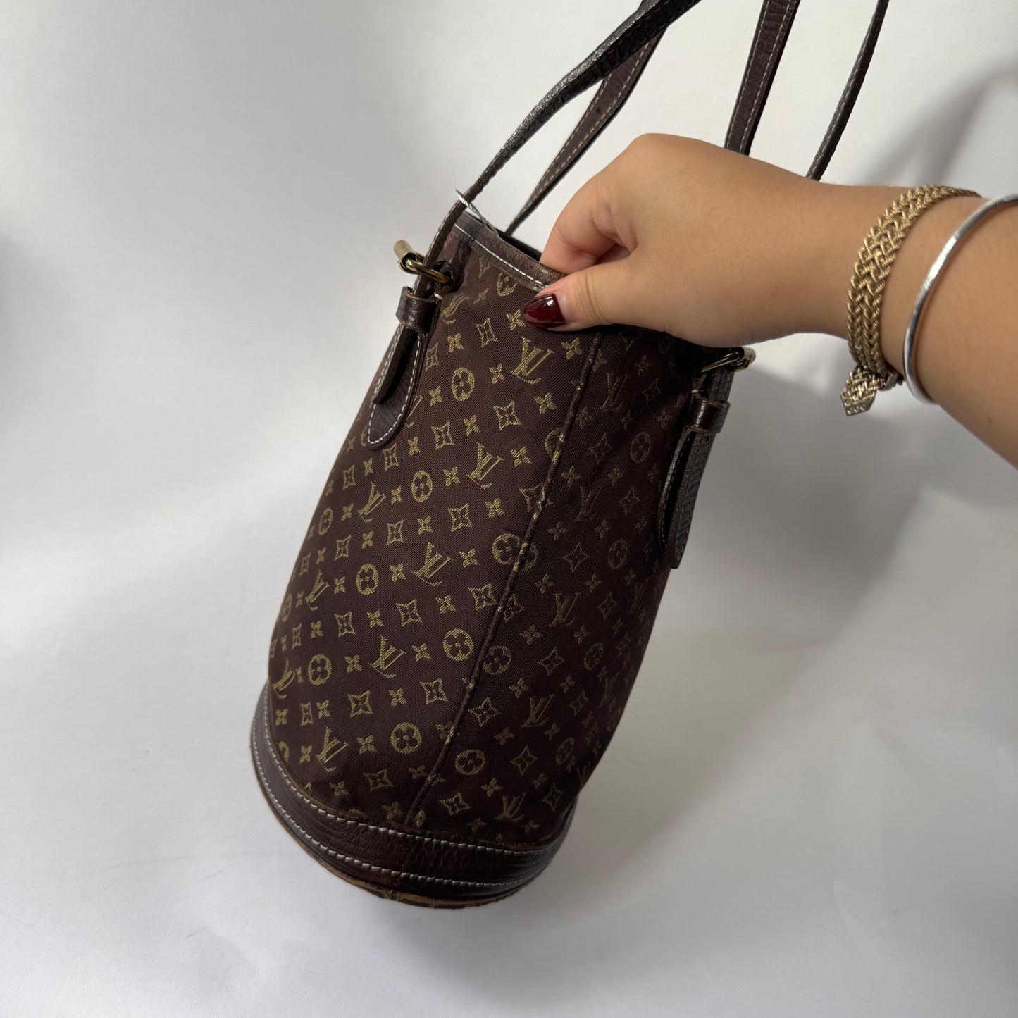 Louis Vuitton Brown Canvas Monogram Mini Lin Bucket PM Shoulder Bag