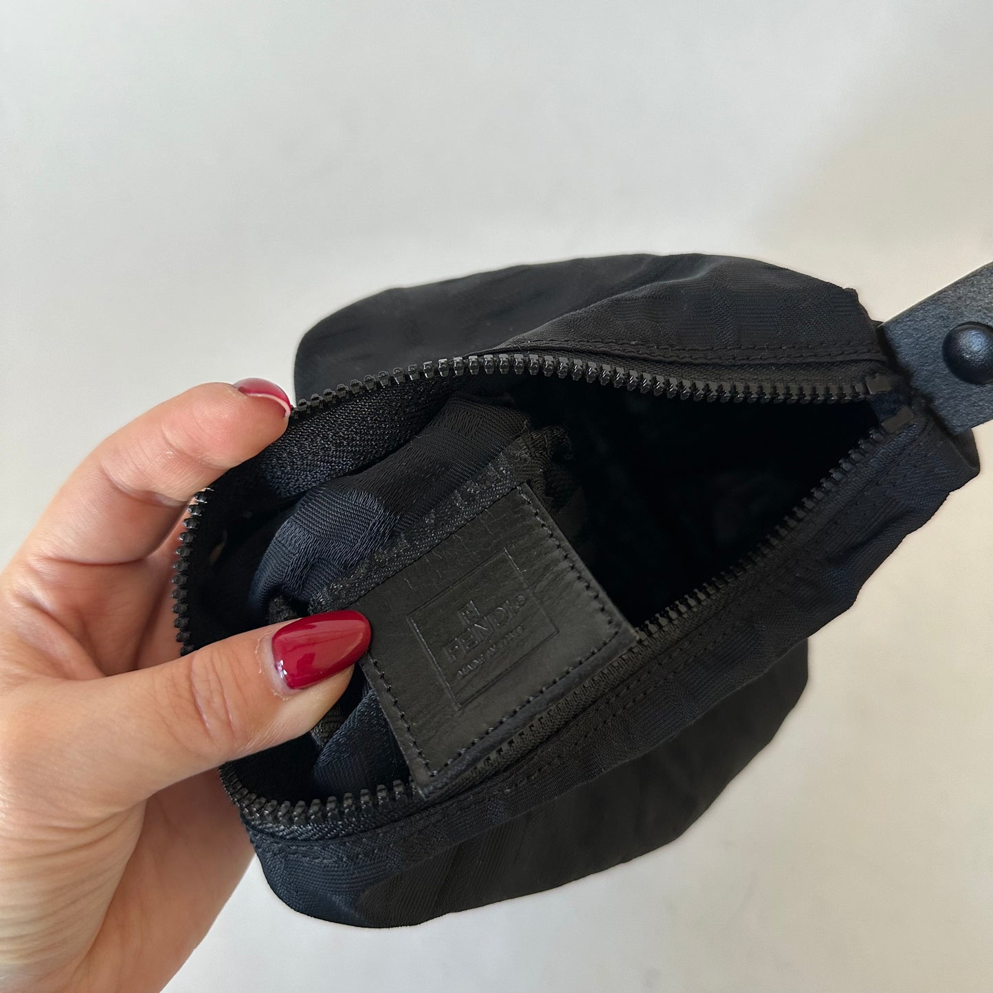 Fendi Black Nylon Zucca Mini Top Handle Bag