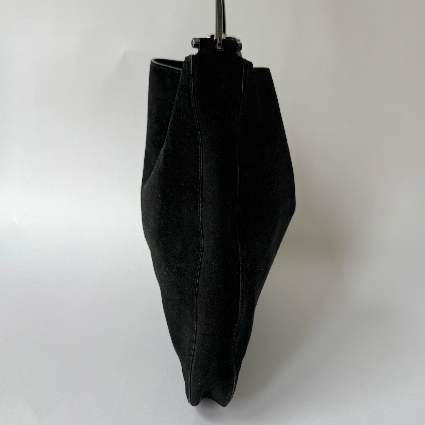 Gucci Black Suede Horsebit Shoulder Bag w/ Pouch