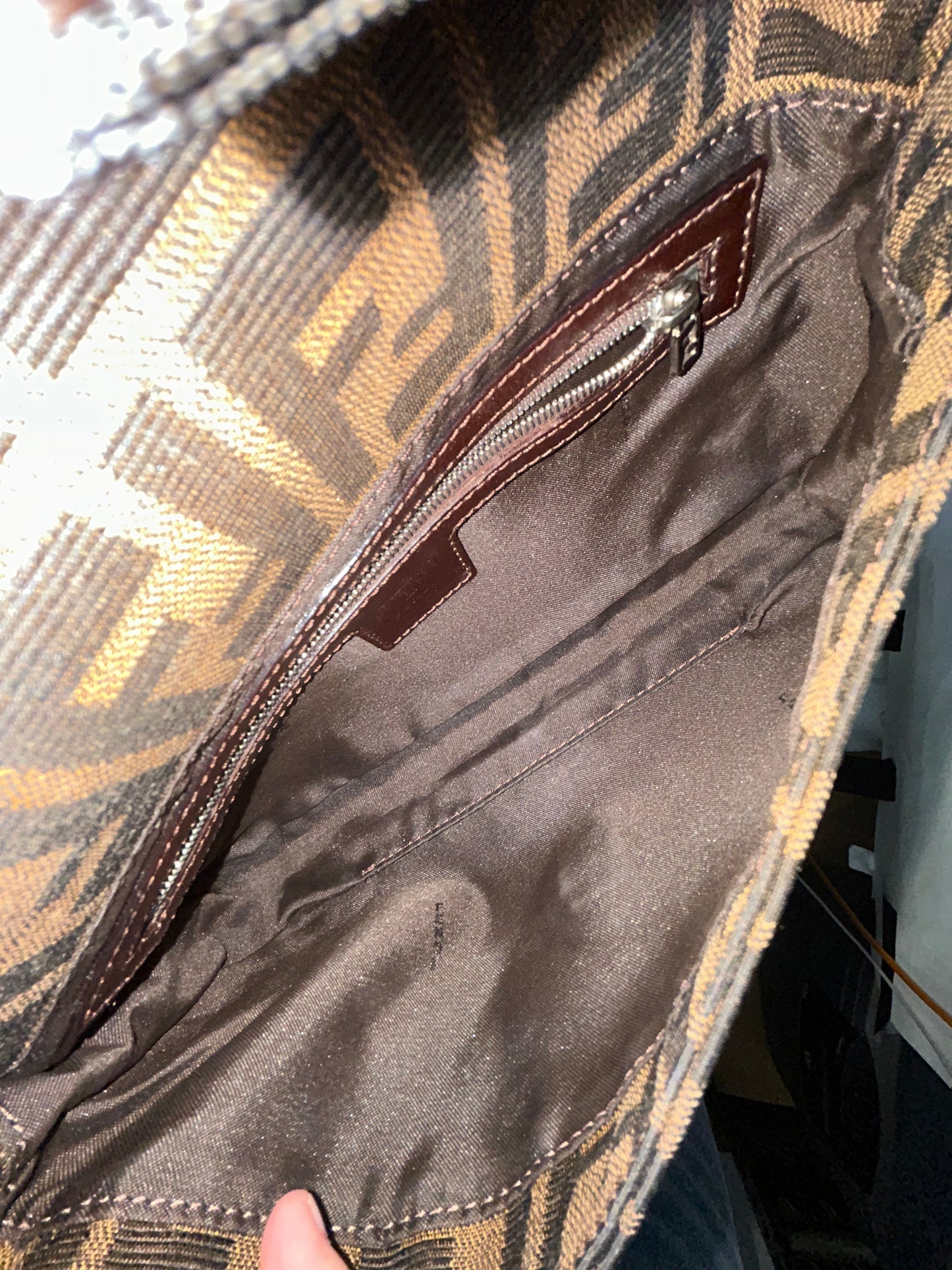 Fendi Zucca Monogram Baguette Shoulder Bag