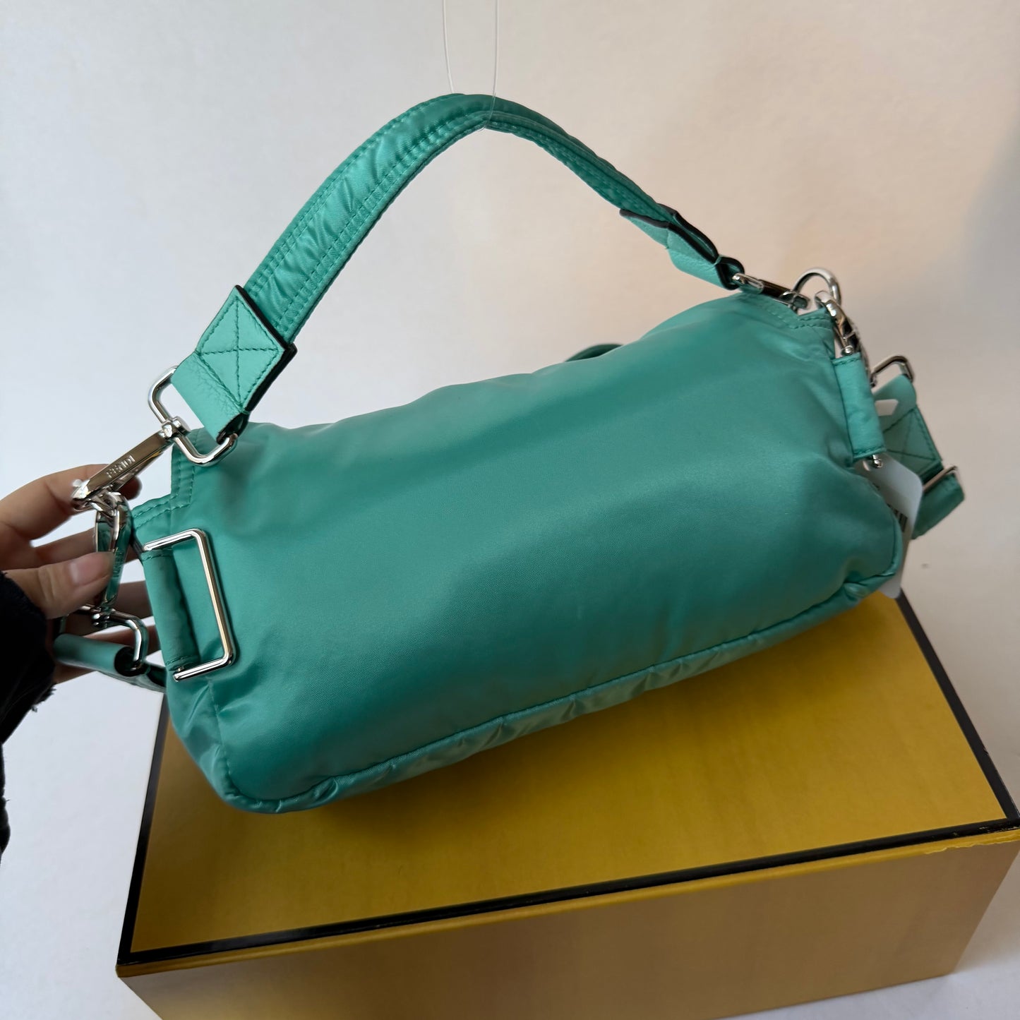 Fendi AW22 Multi Pocket Teal Nylon Baguette