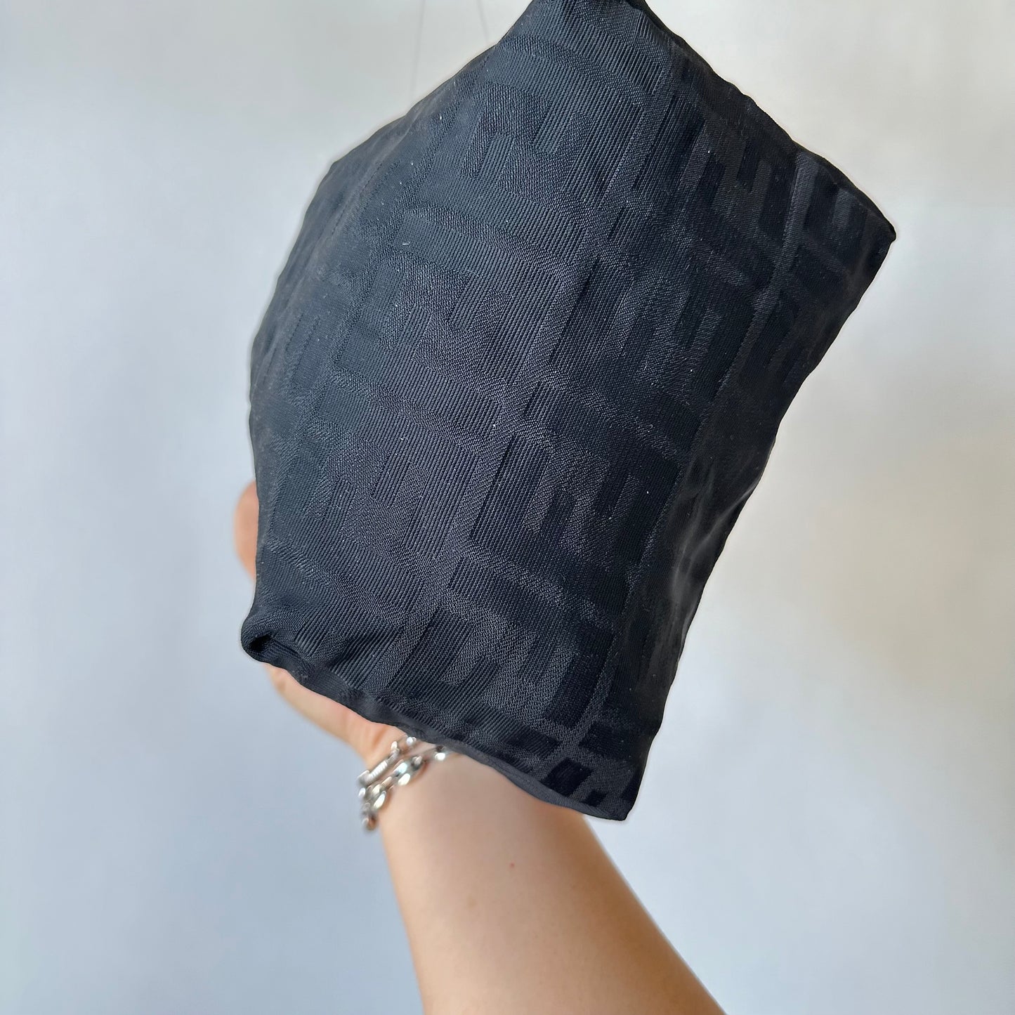 Fendi Black Nylon Zucca Mini Top Handle Bag