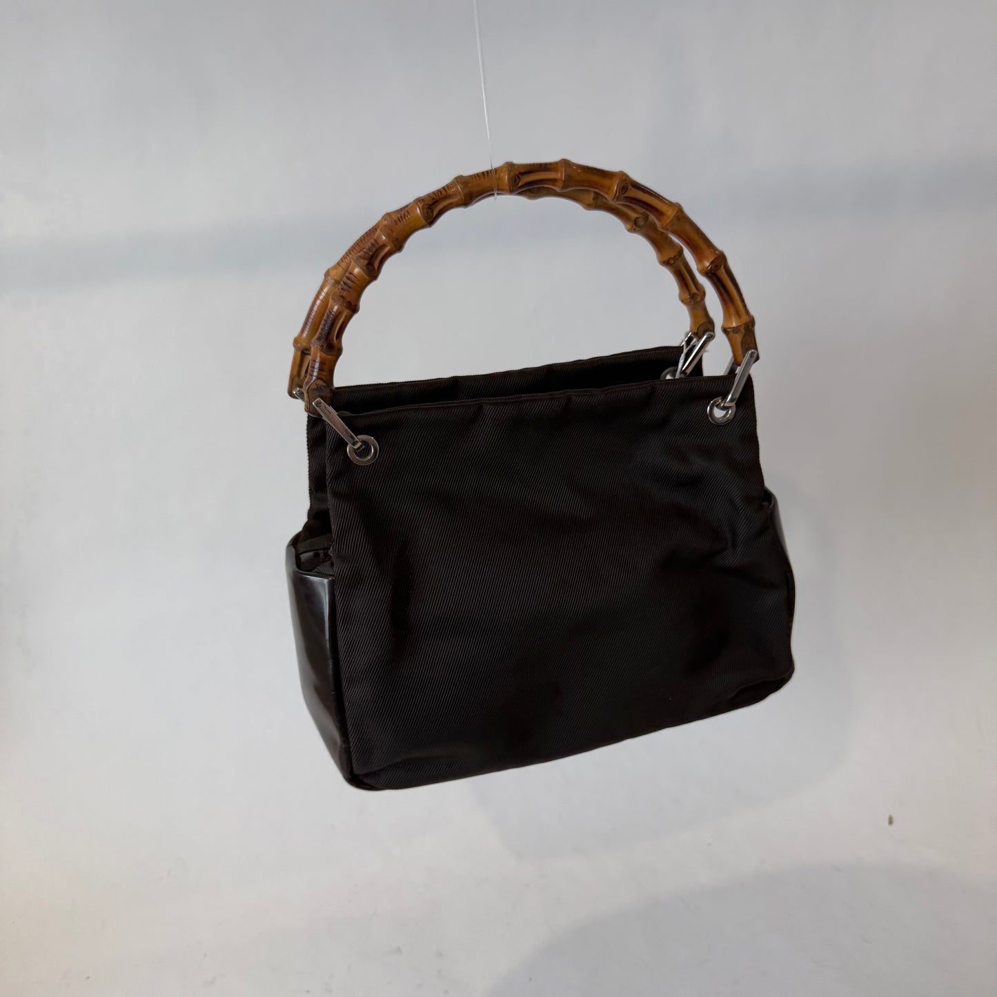 Gucci Tom Ford Era Brown Canvas Bamboo Handle Mini Tote