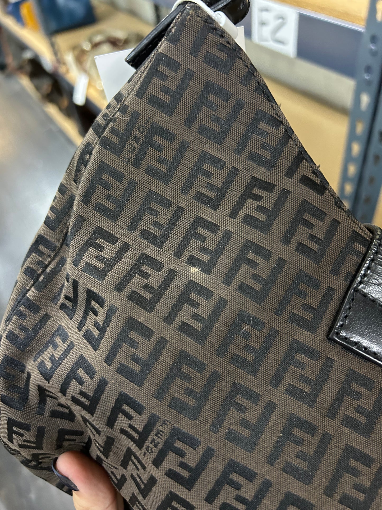 Fendi Brown Zucchino Canvas Shoulder Bag
