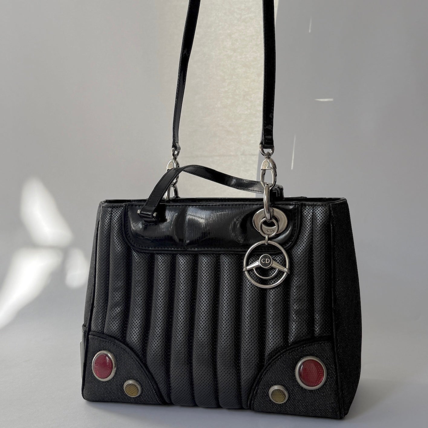 Christian Dior Cadillac Black Shoulder Leather Bag