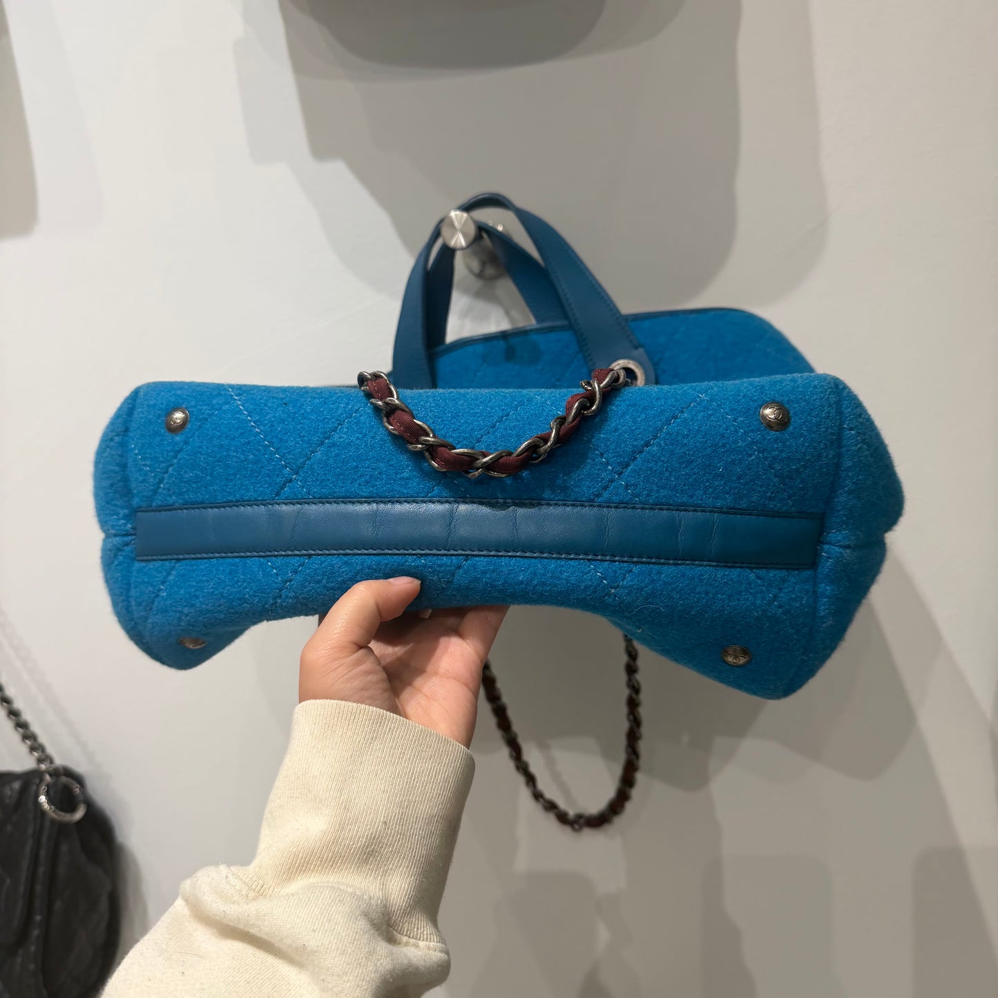 Chanel 2011 Blue Wool 2-Way Shoulder Tote Bag